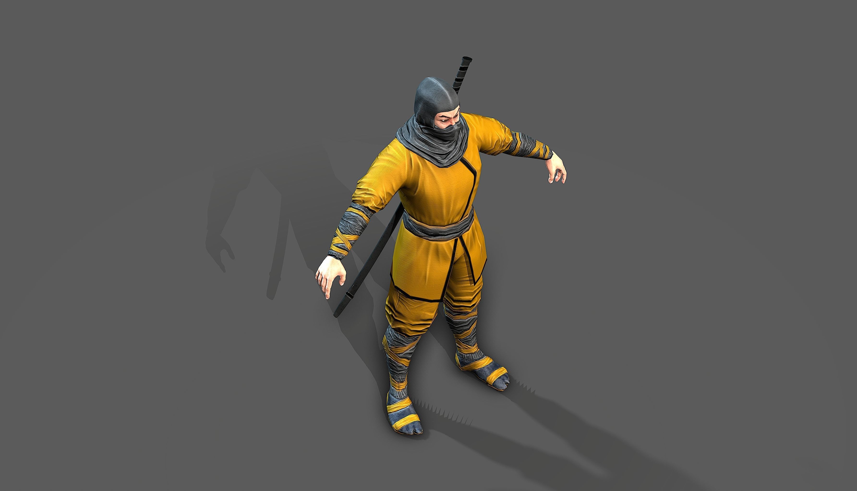 Ninja outfit Low-poly 3D model_20