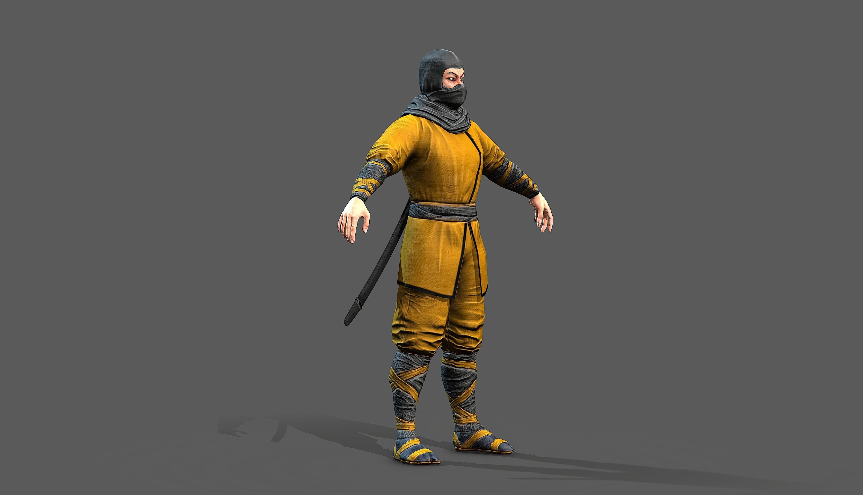Ninja outfit Low-poly 3D model_7