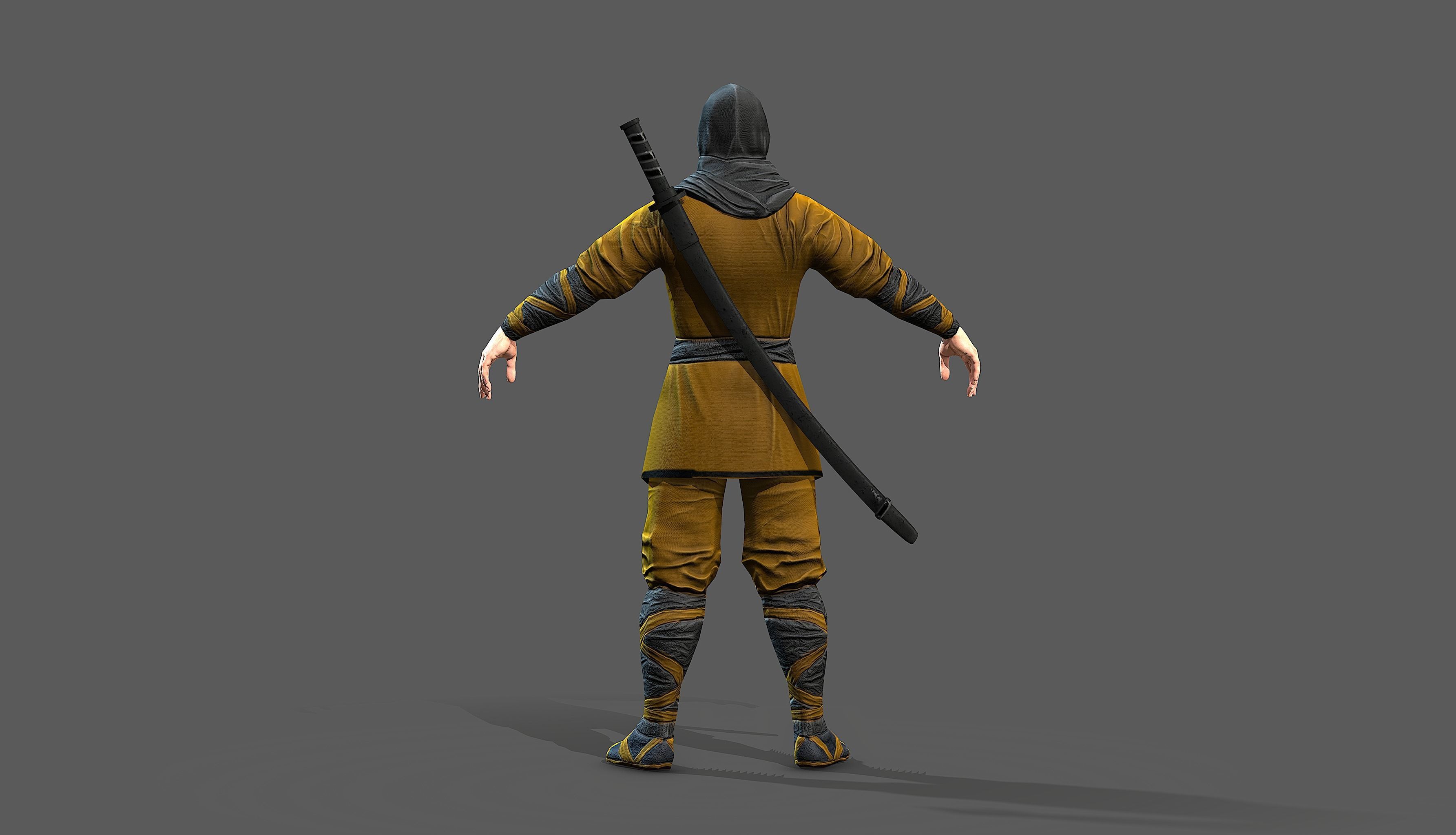 Ninja outfit Low-poly 3D model_13