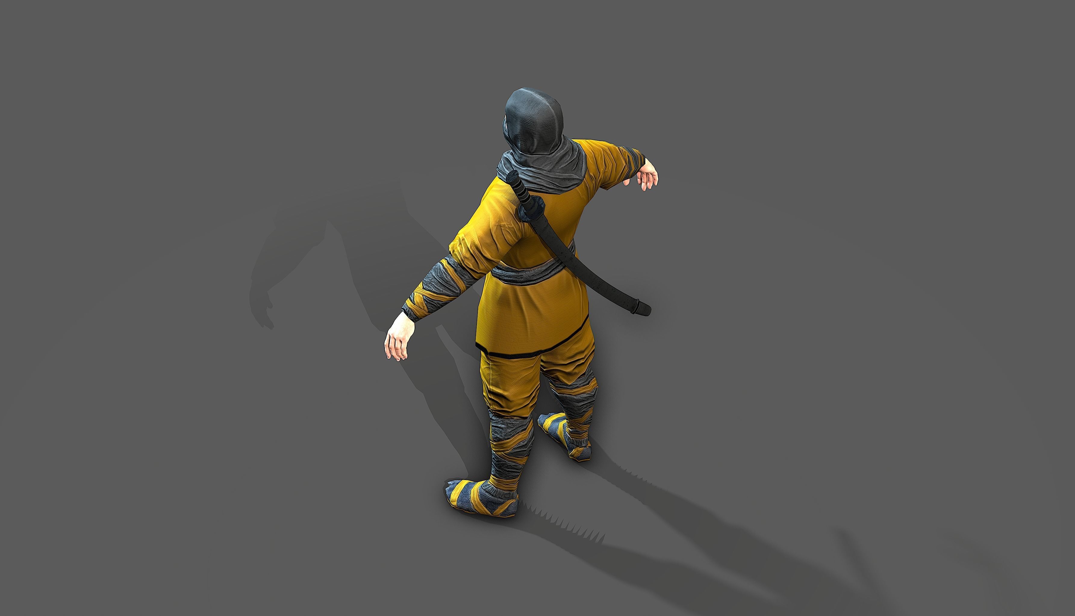 Ninja outfit Low-poly 3D model_28