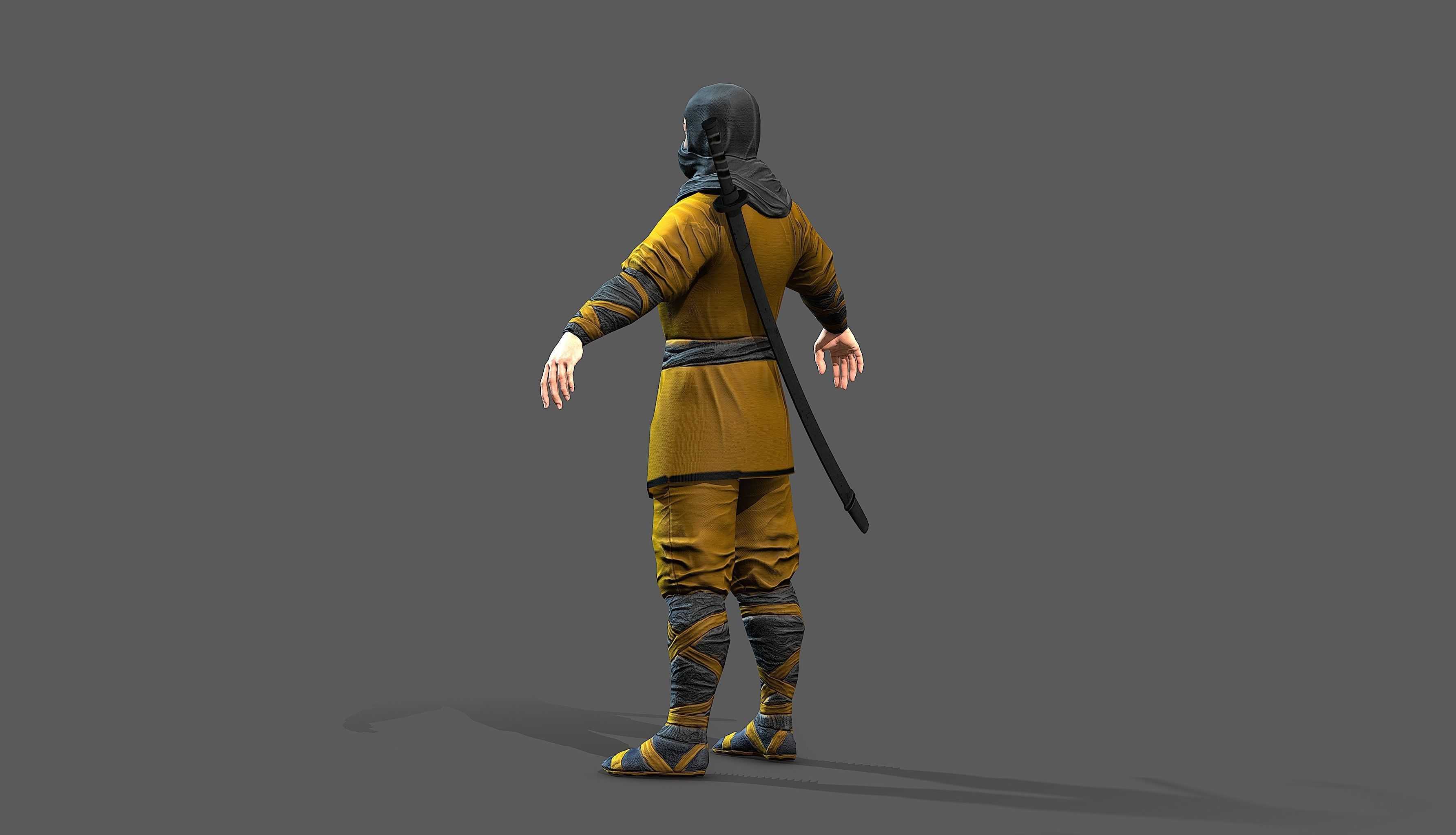 Ninja outfit Low-poly 3D model_15