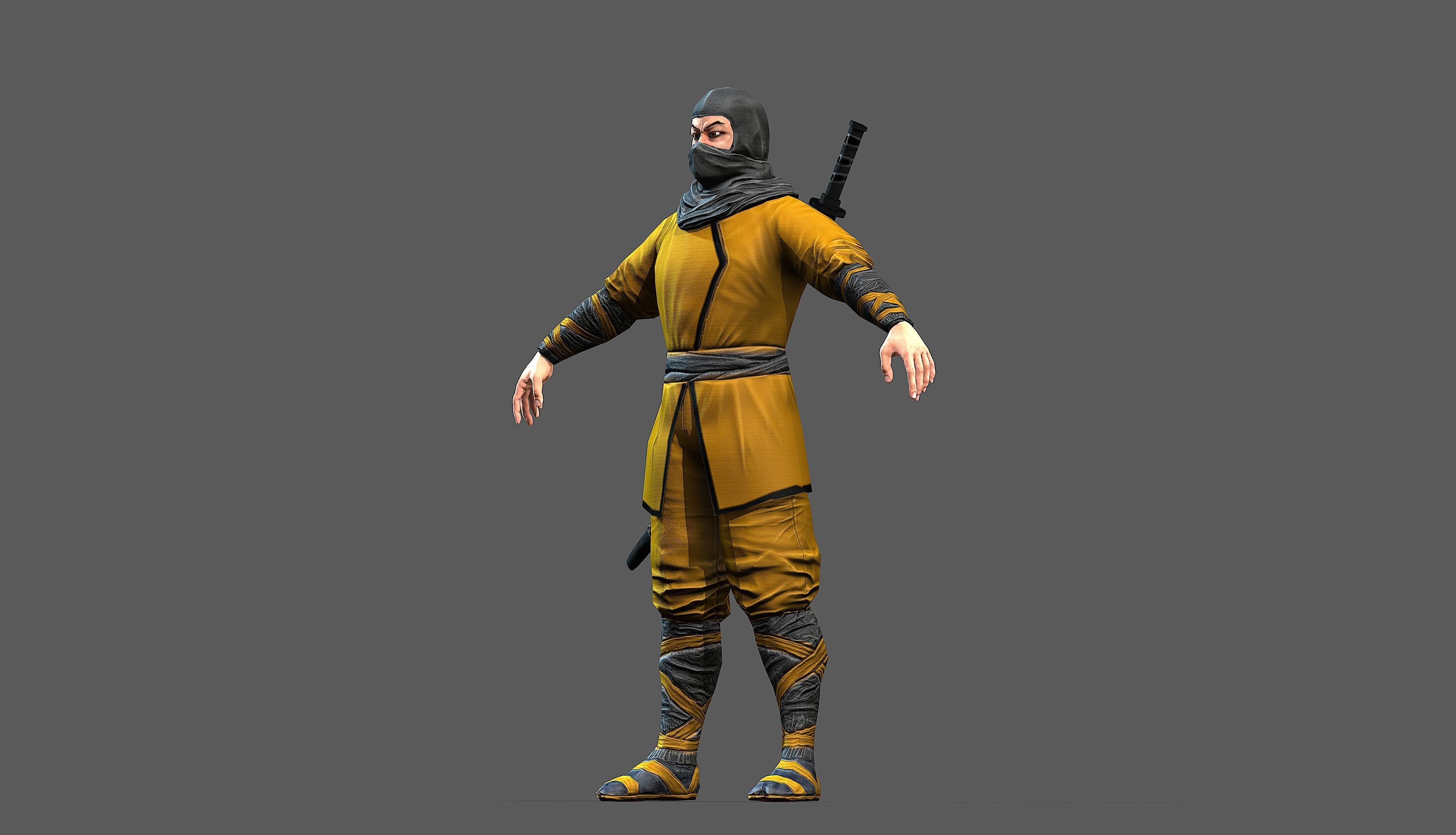 Ninja outfit Low-poly 3D model_43