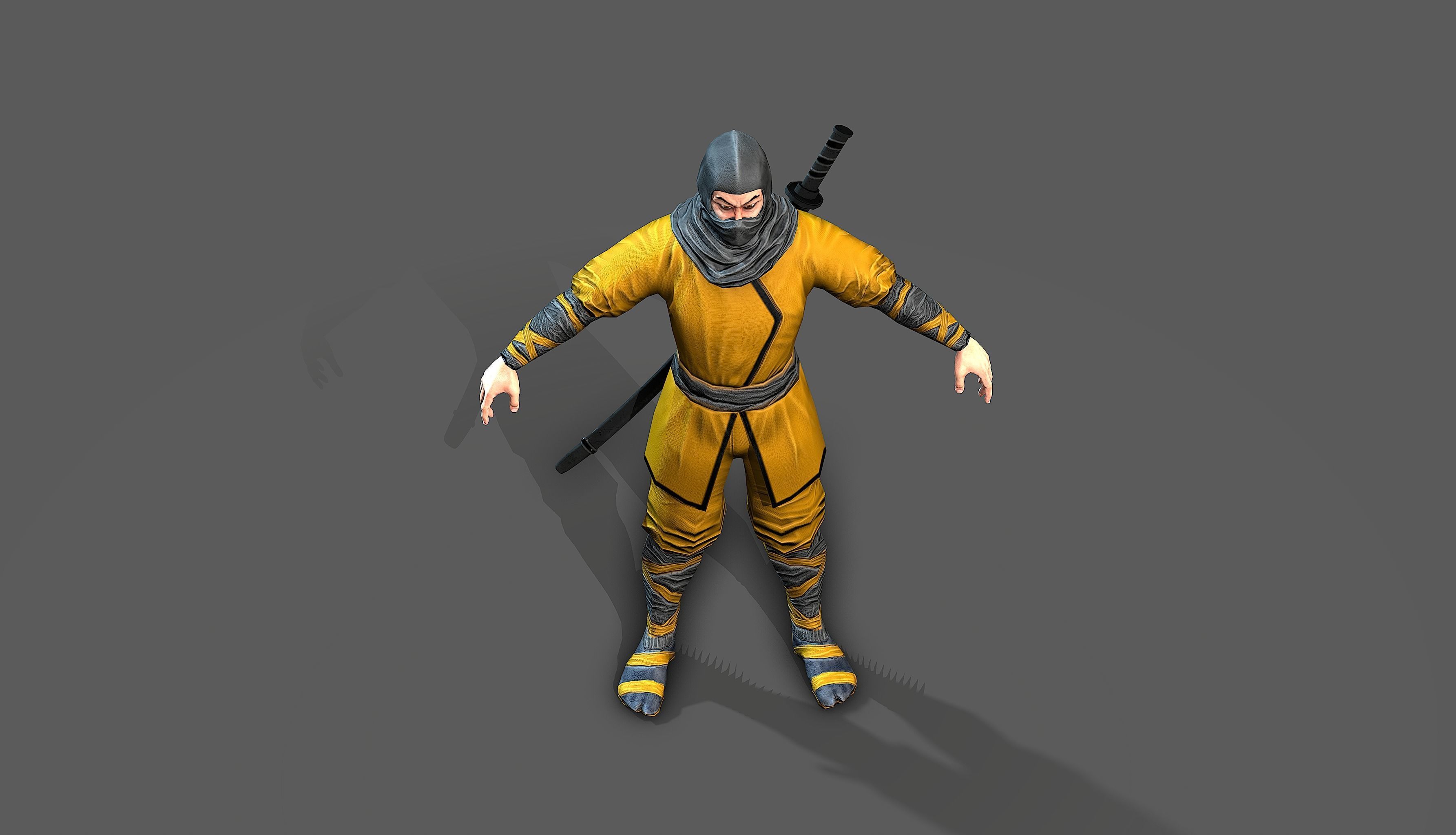 Ninja outfit Low-poly 3D model_19