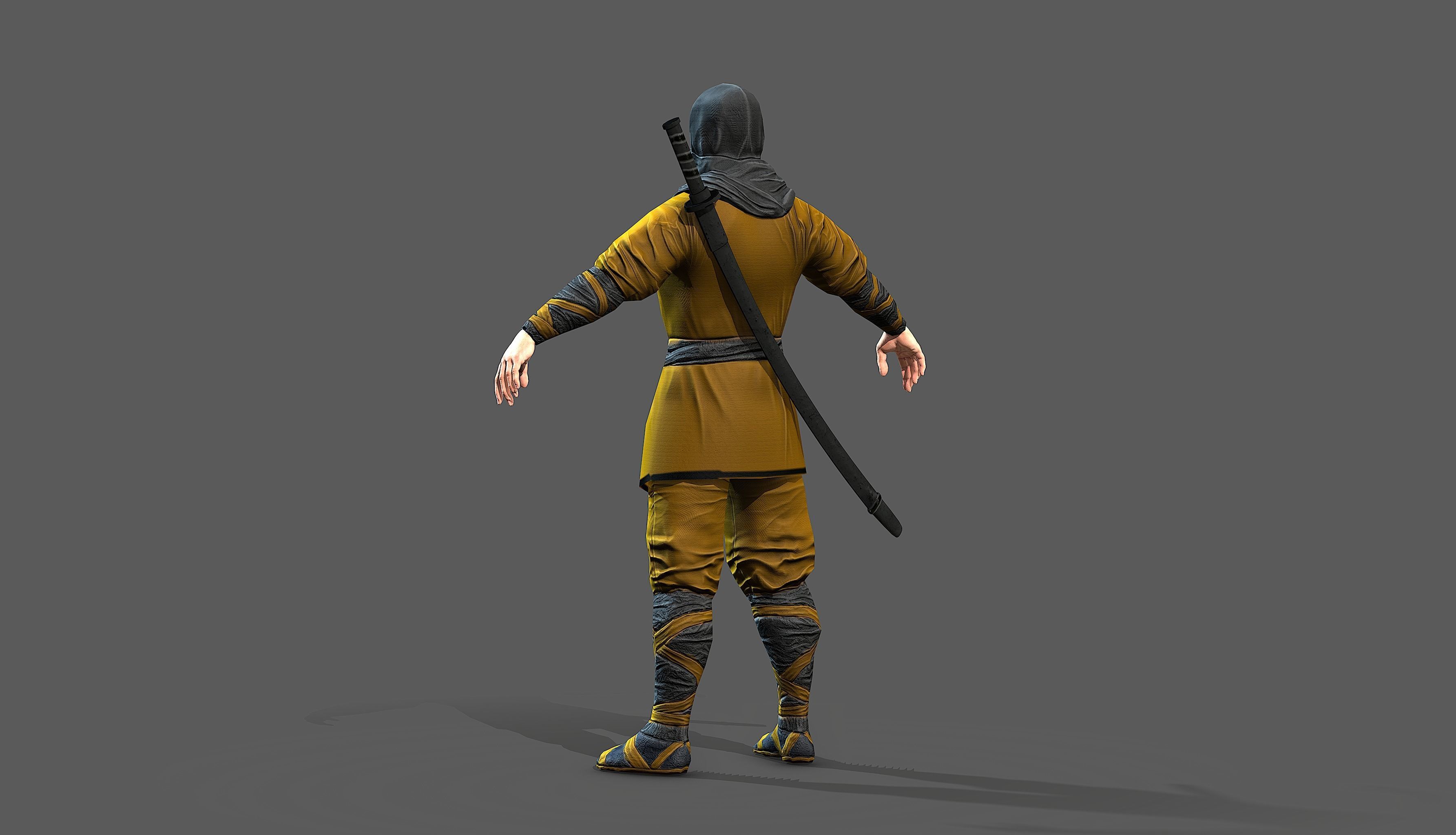 Ninja outfit Low-poly 3D model_14