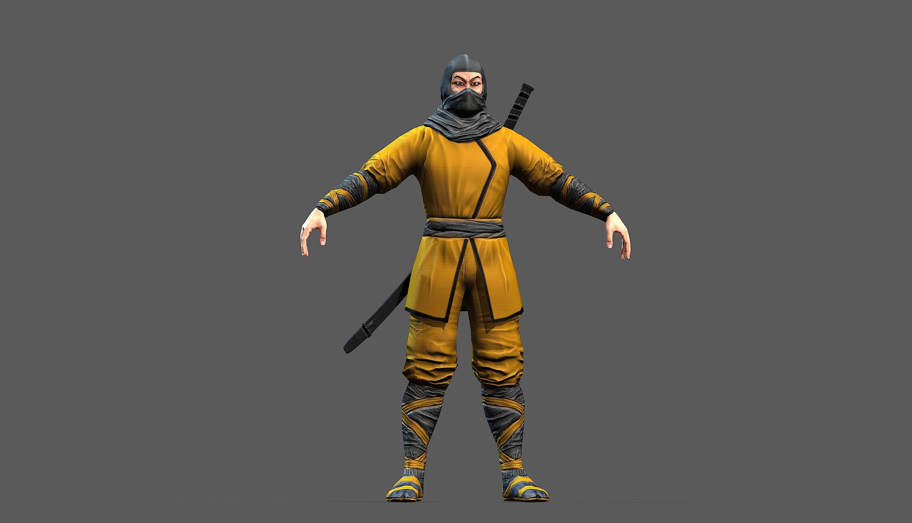 Ninja outfit Low-poly 3D model_45