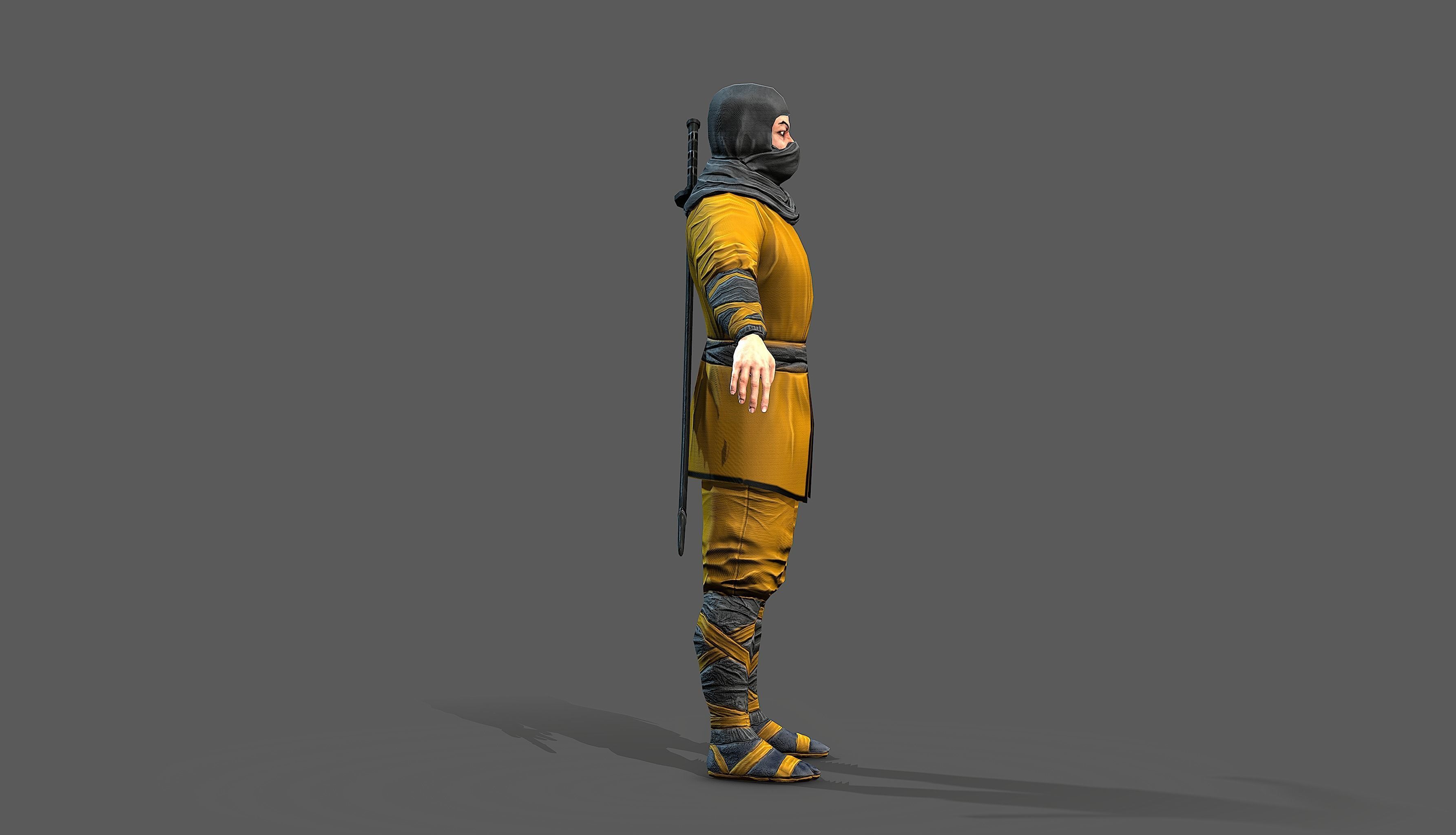 Ninja outfit Low-poly 3D model_10