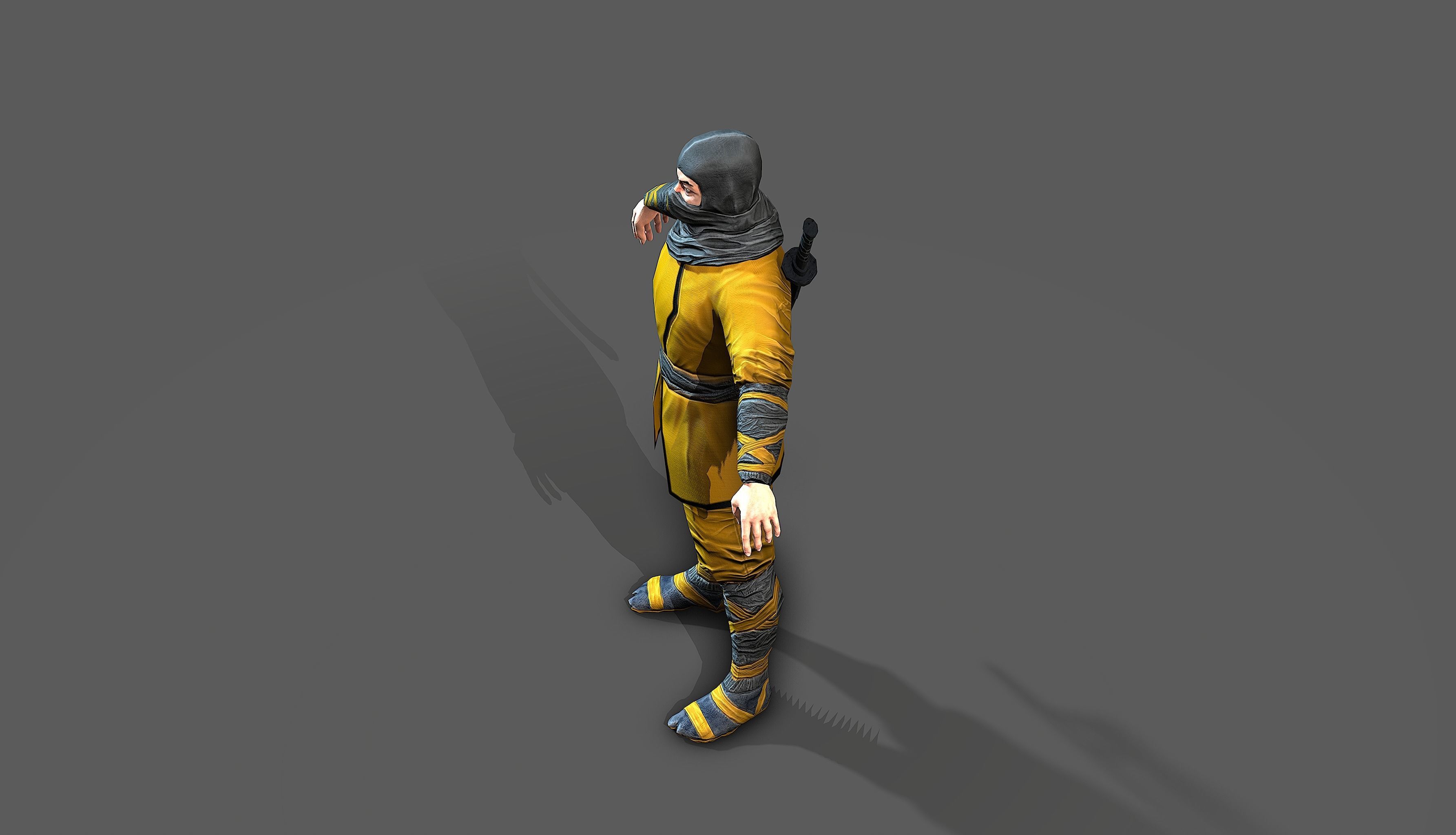 Ninja outfit Low-poly 3D model_30