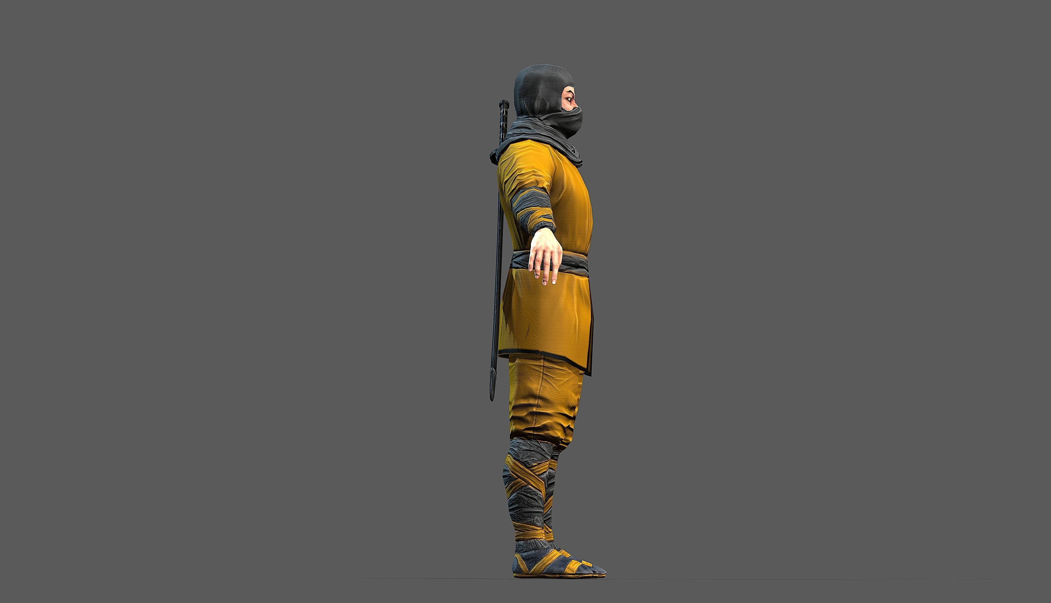 Ninja outfit Low-poly 3D model_36