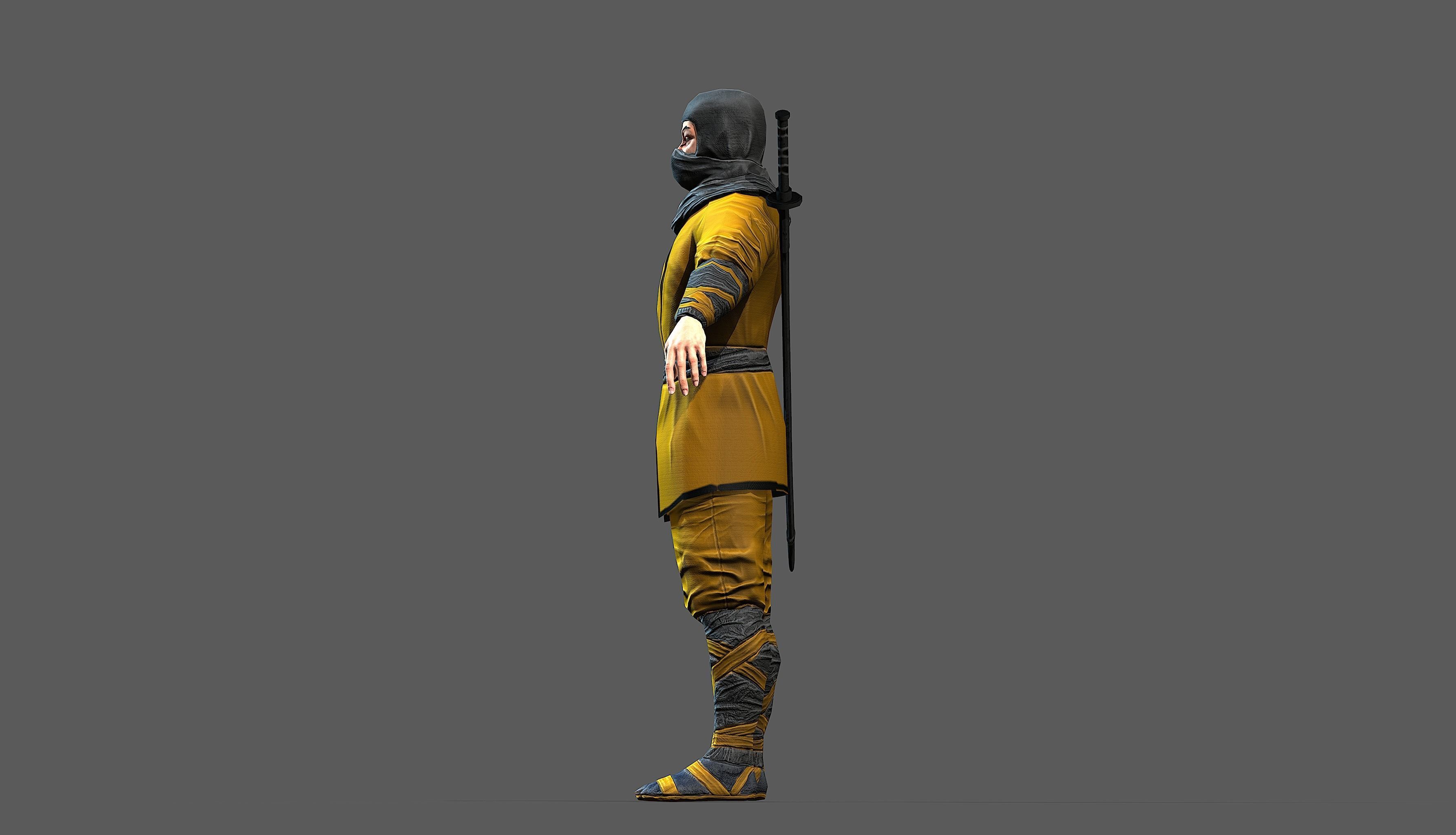 Ninja outfit Low-poly 3D model_42