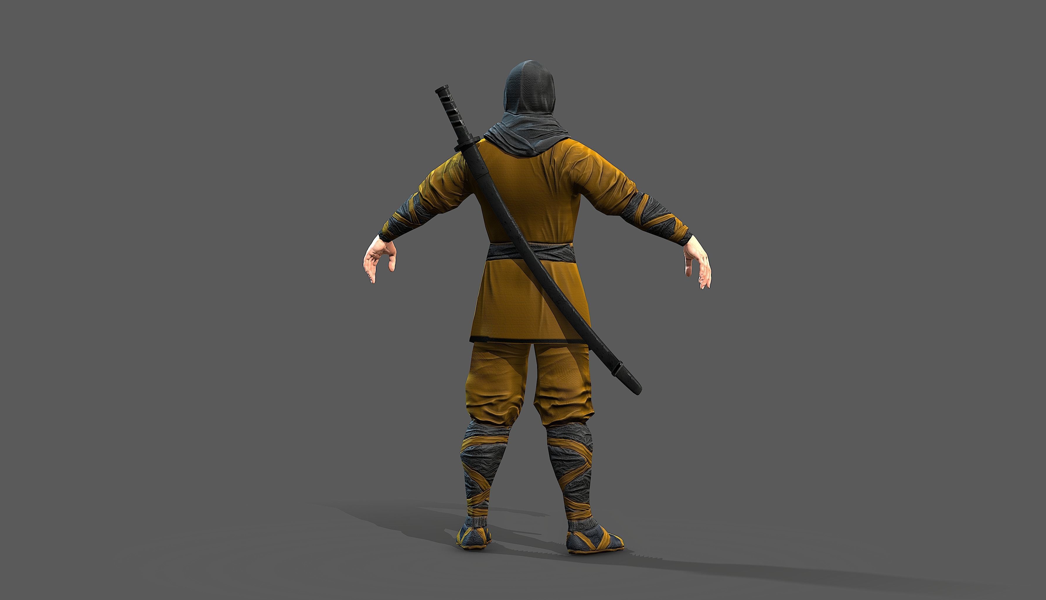 Ninja outfit Low-poly 3D model_12