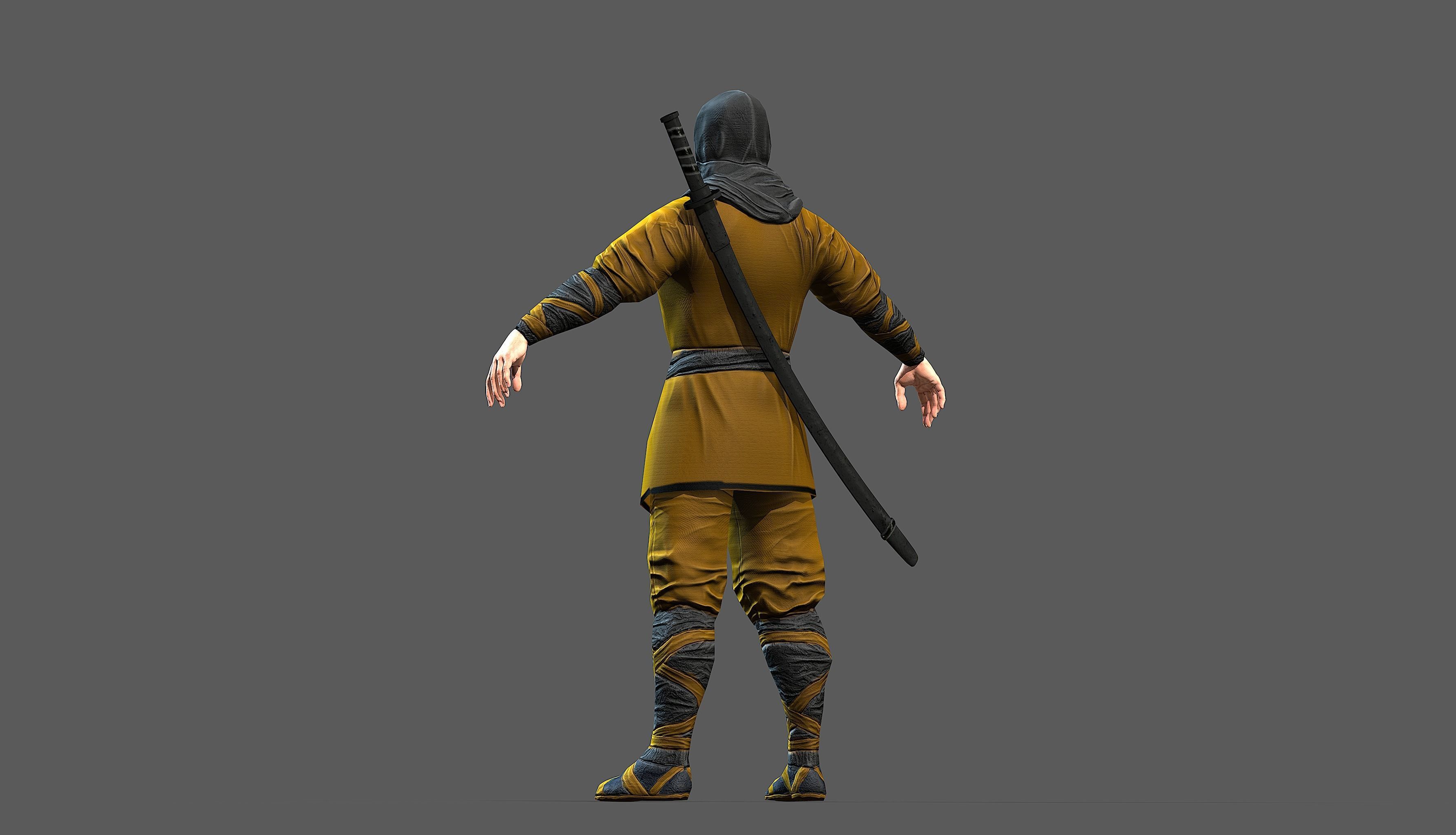 Ninja outfit Low-poly 3D model_41
