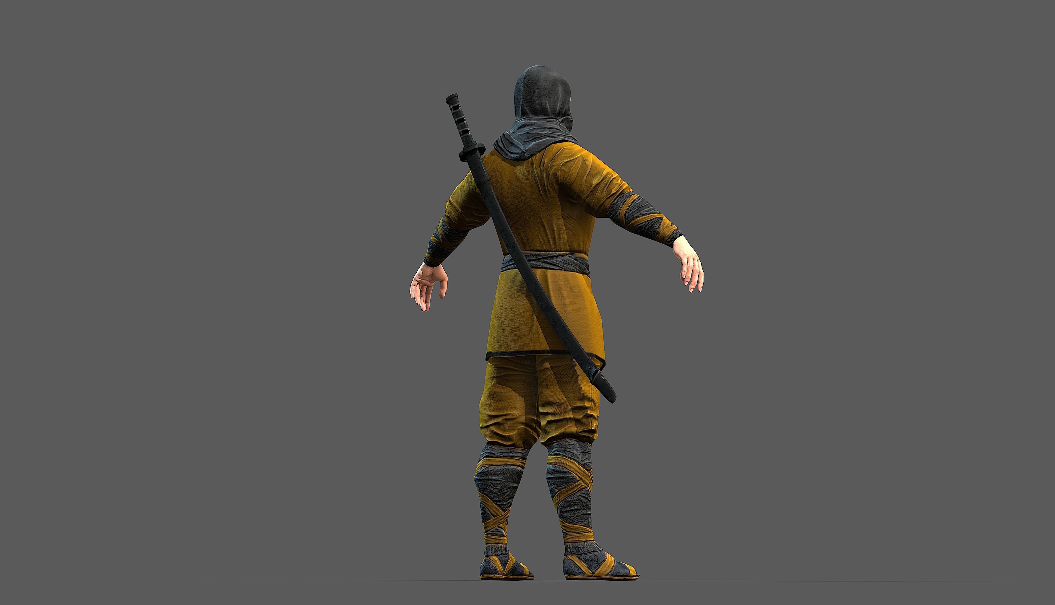 Ninja outfit Low-poly 3D model_38