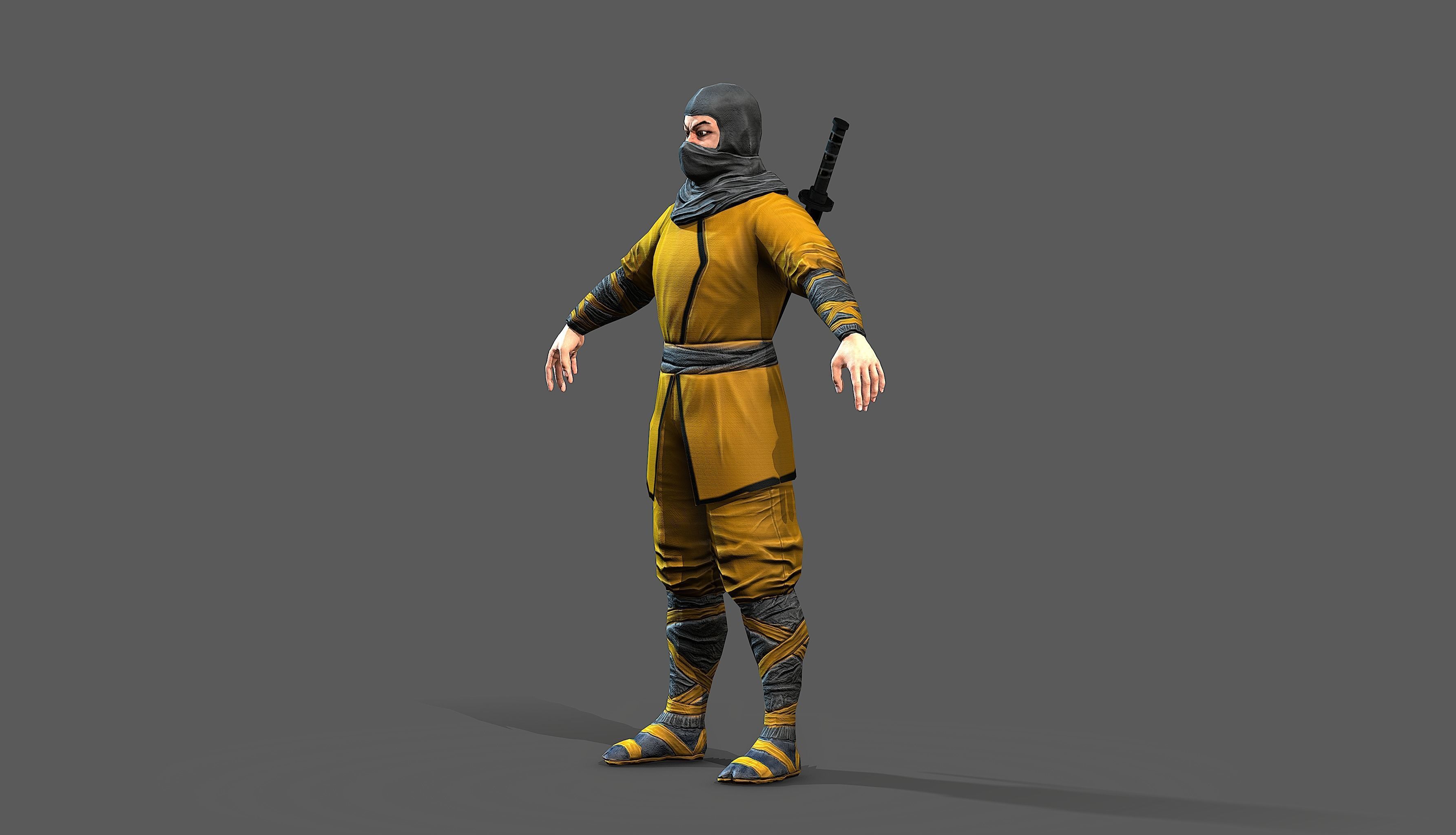 Ninja outfit Low-poly 3D model_17