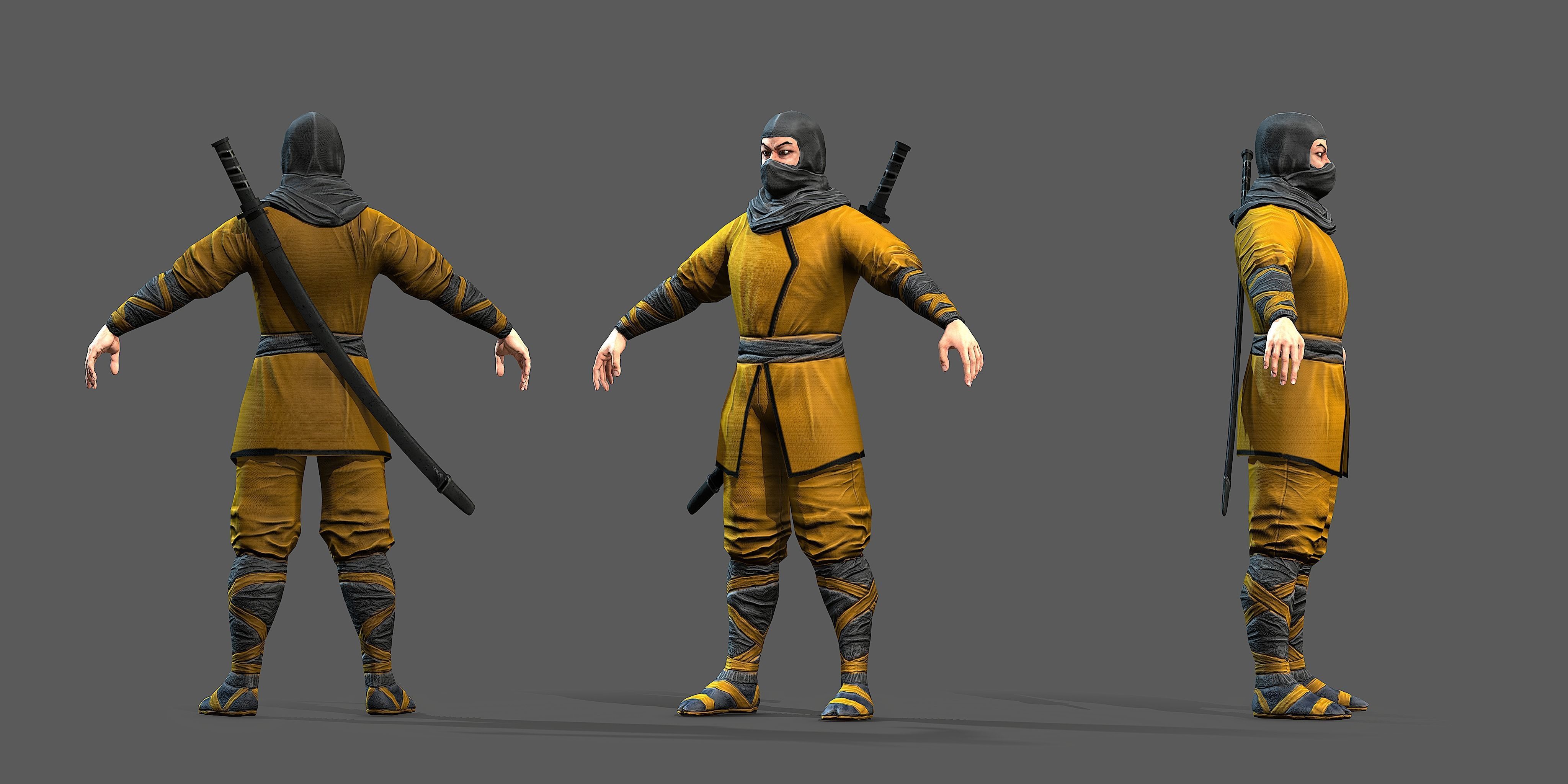Ninja outfit Low-poly 3D model_2