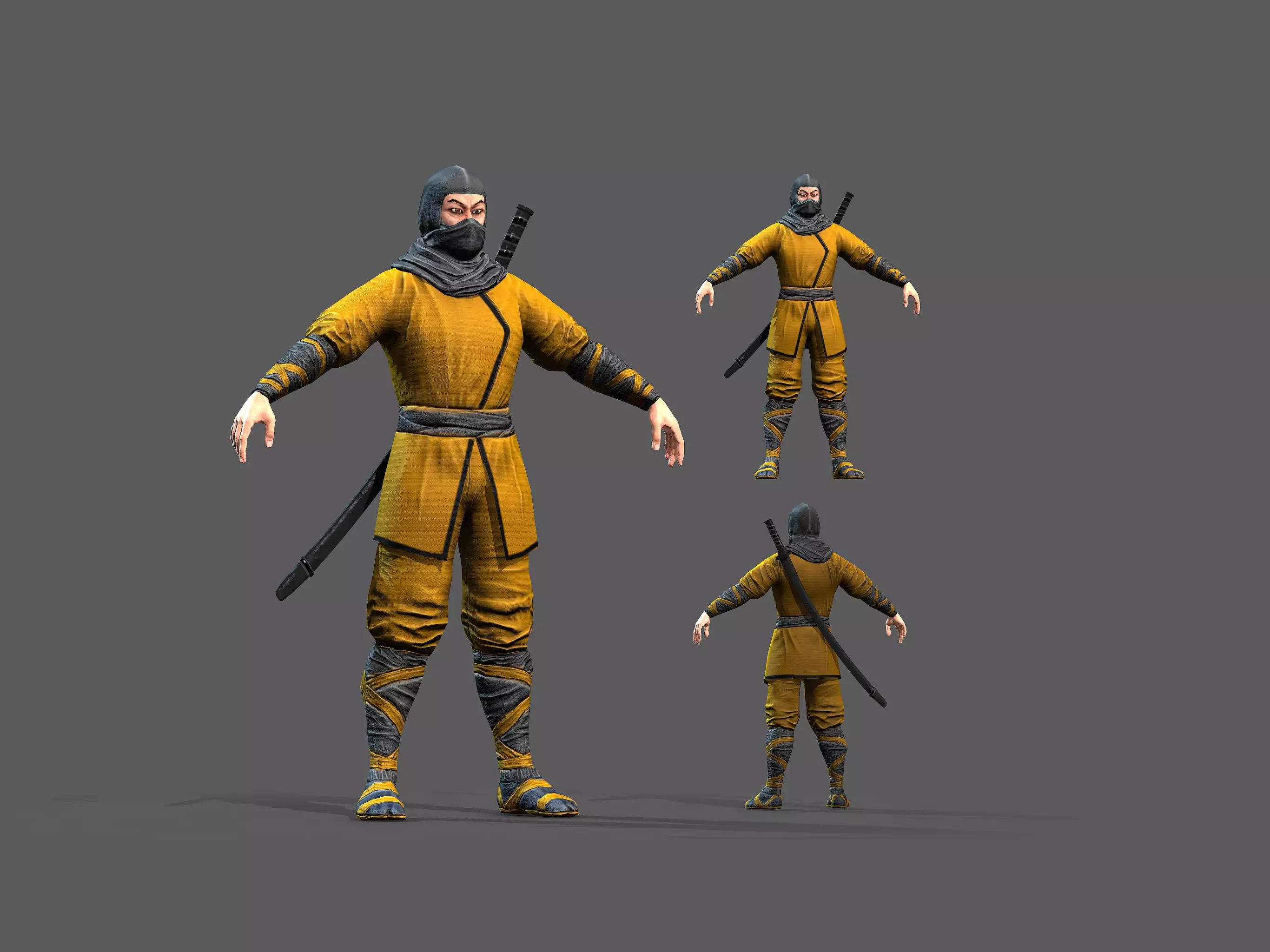 Ninja outfit Low-poly 3D model_0