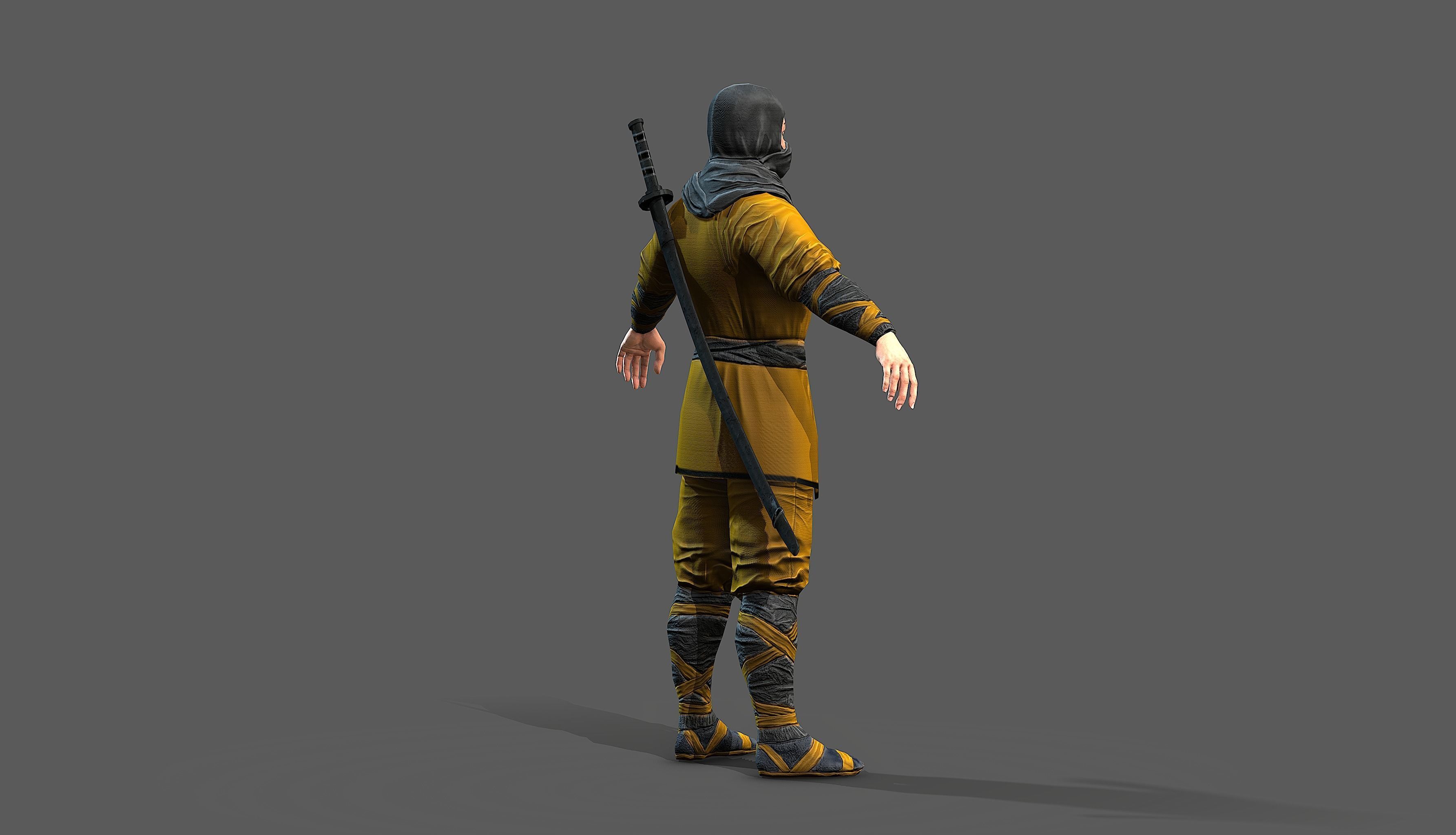 Ninja outfit Low-poly 3D model_11
