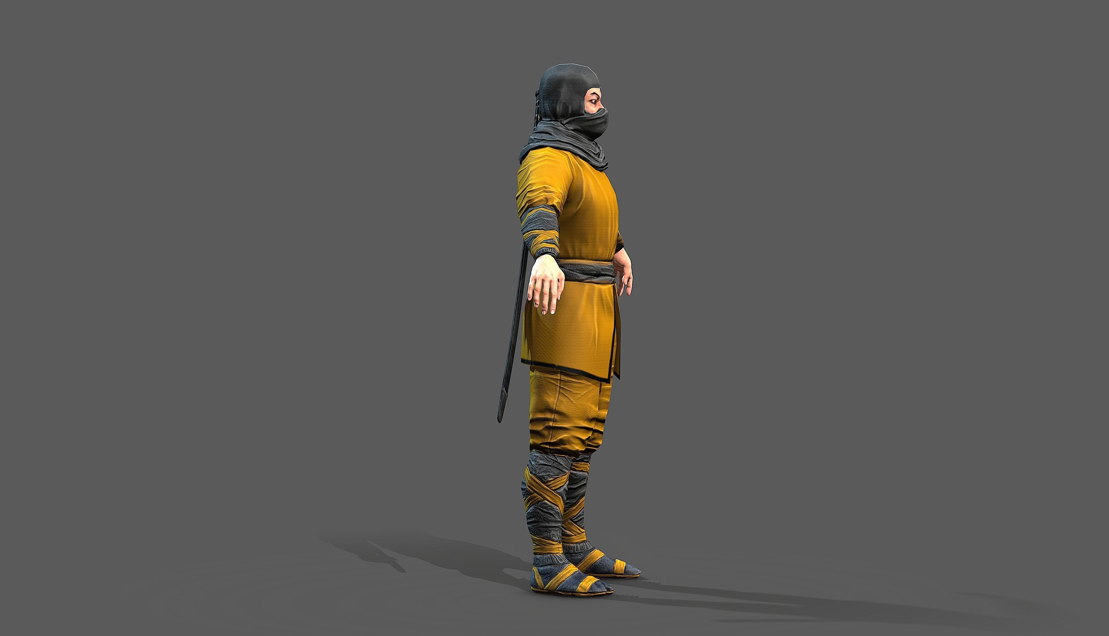 Ninja outfit Low-poly 3D model_9
