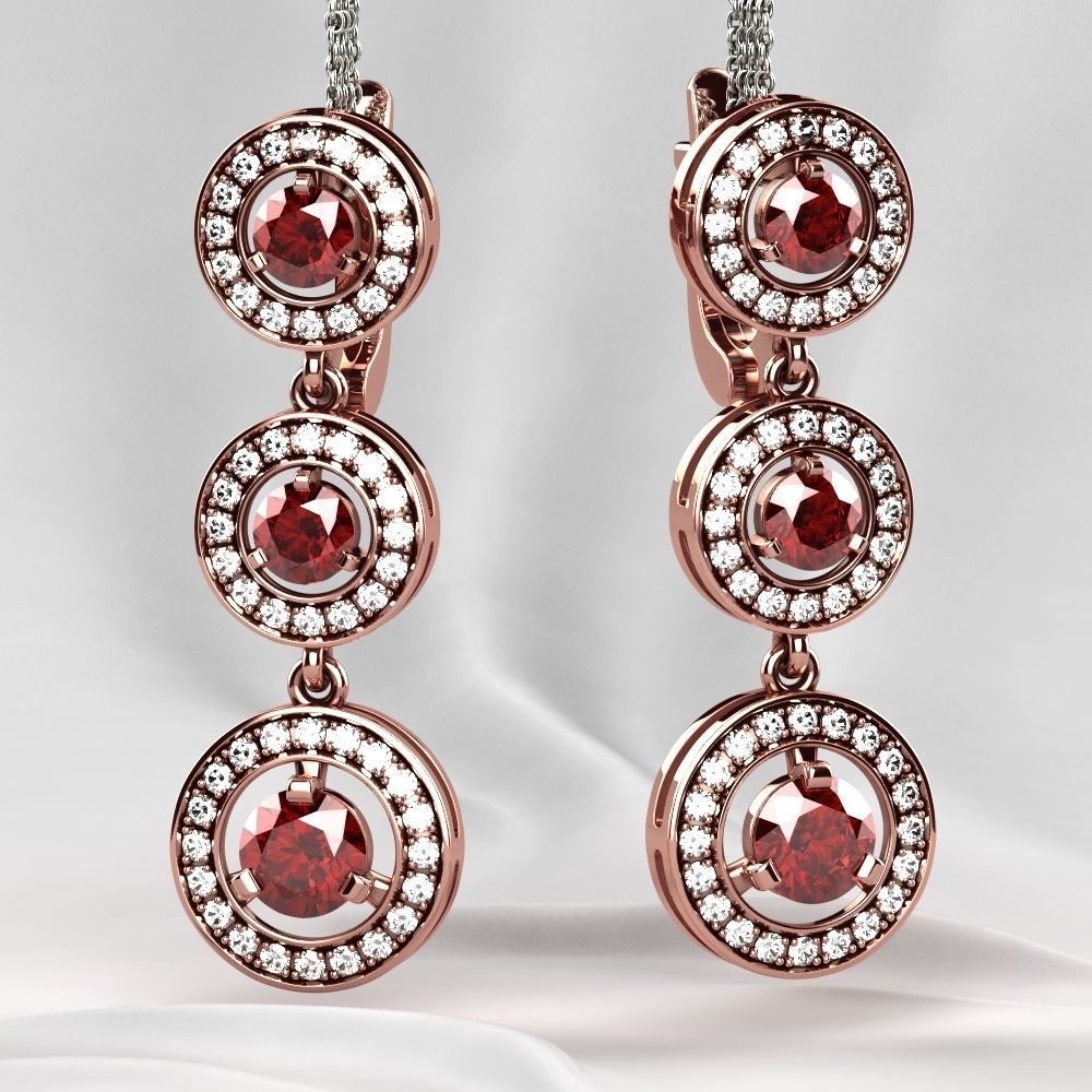 Ruby Gold Ring with Earrings Set 3D print model_14