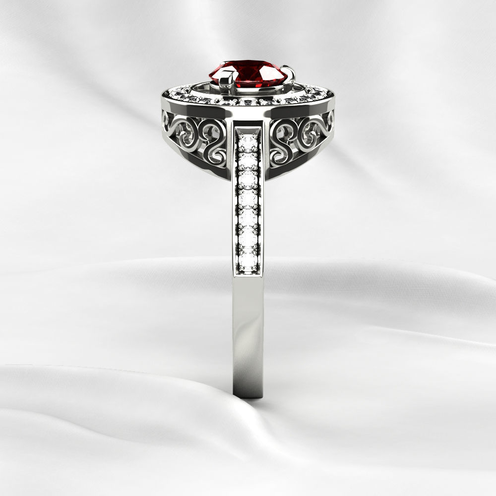 Ruby Gold Ring with Earrings Set 3D print model_12