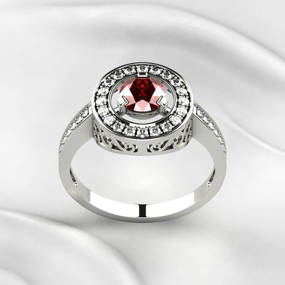 Ruby Gold Ring with Earrings Set 3D print model_8