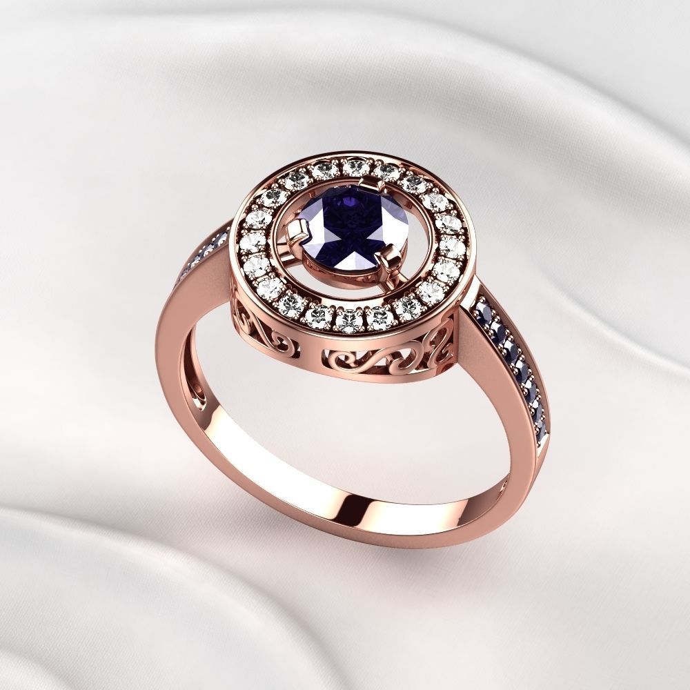 Ruby Gold Ring with Earrings Set 3D print model_5