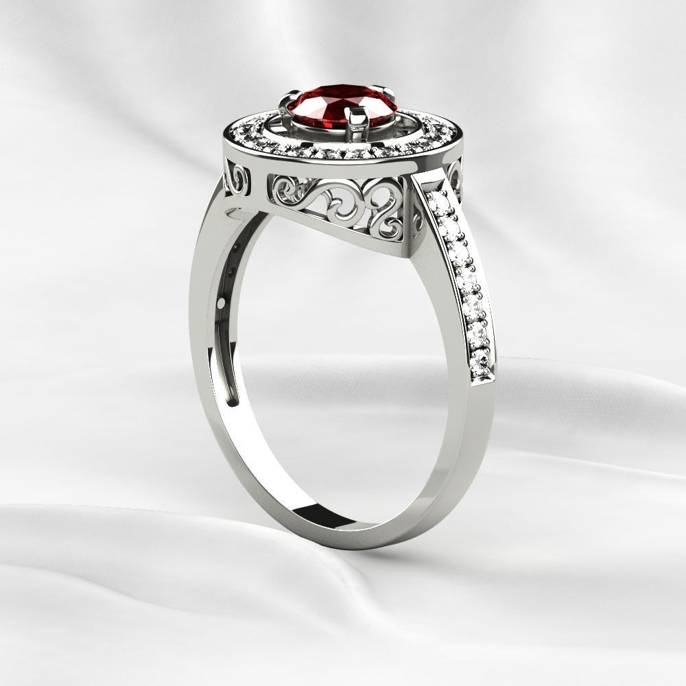 Ruby Gold Ring with Earrings Set 3D print model_11