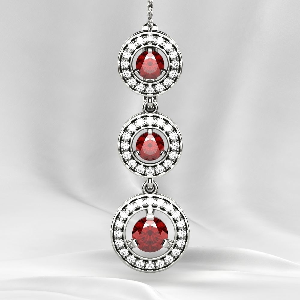 Ruby Gold Ring with Earrings Set 3D print model_16