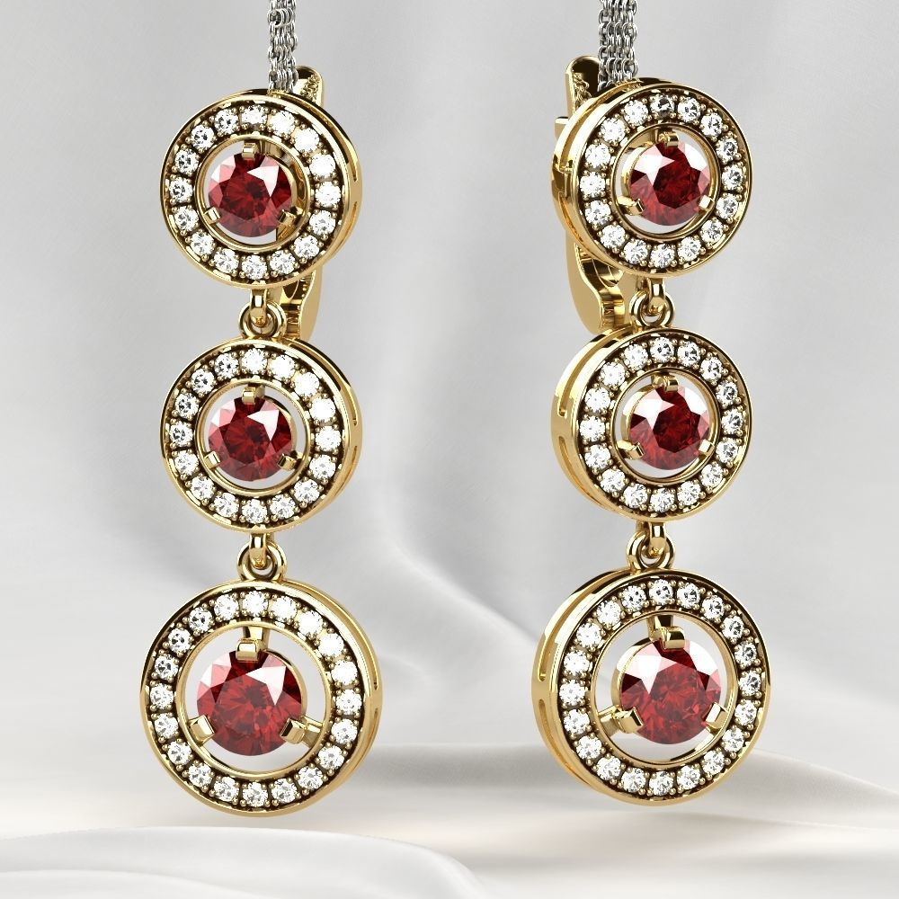 Ruby Gold Ring with Earrings Set 3D print model_15