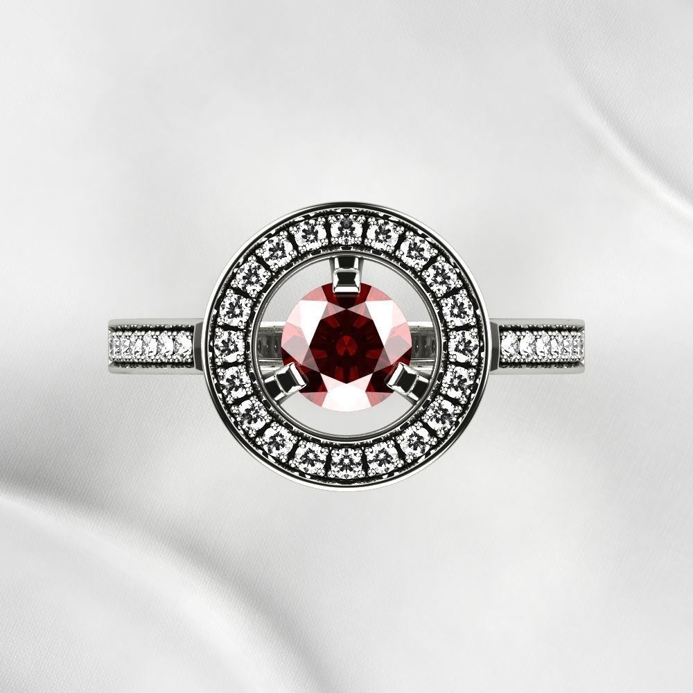 Ruby Gold Ring with Earrings Set 3D print model_9