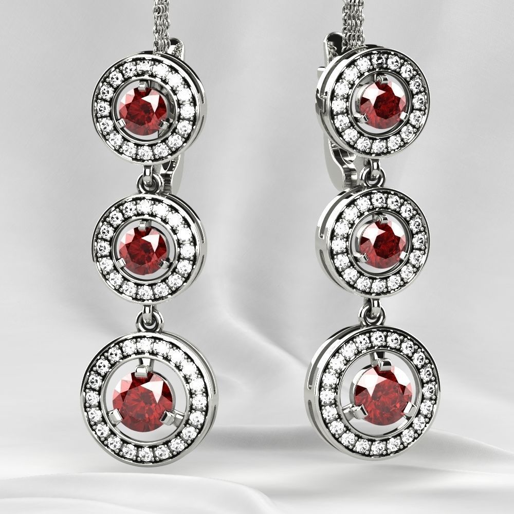 Ruby Gold Ring with Earrings Set 3D print model_13