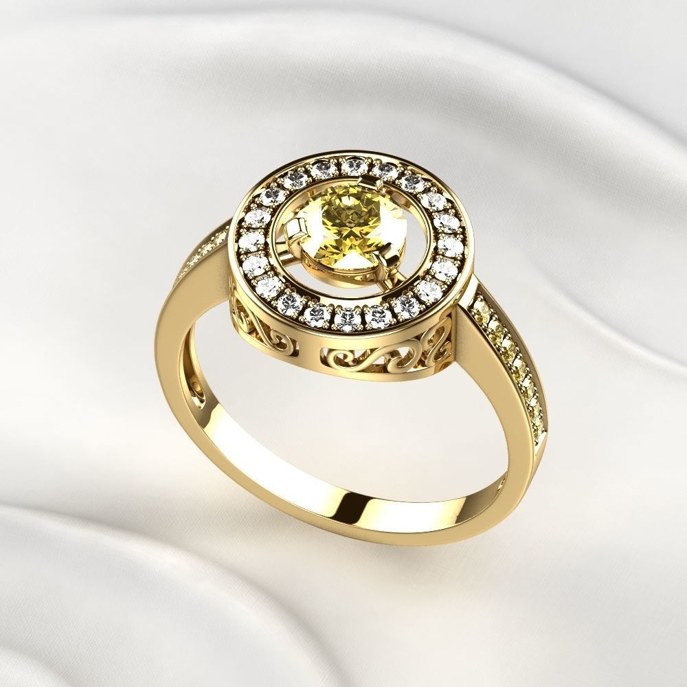 Ruby Gold Ring with Earrings Set 3D print model_7