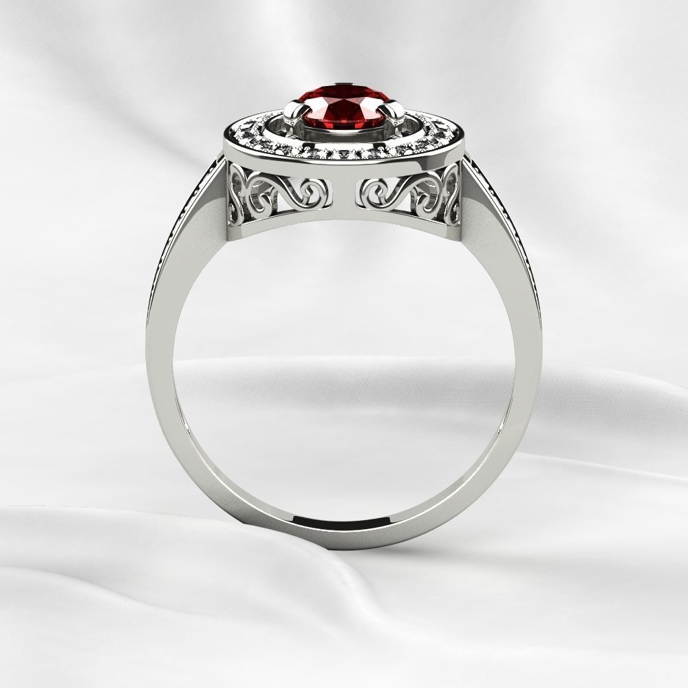 Ruby Gold Ring with Earrings Set 3D print model_10