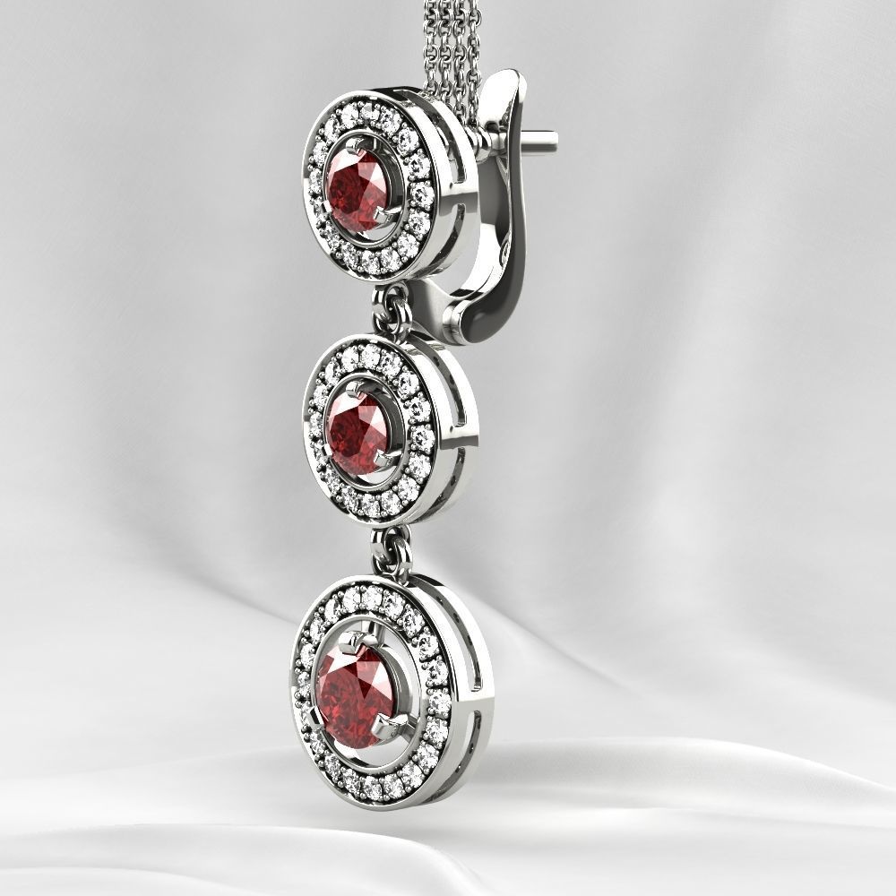 Ruby Gold Ring with Earrings Set 3D print model_17