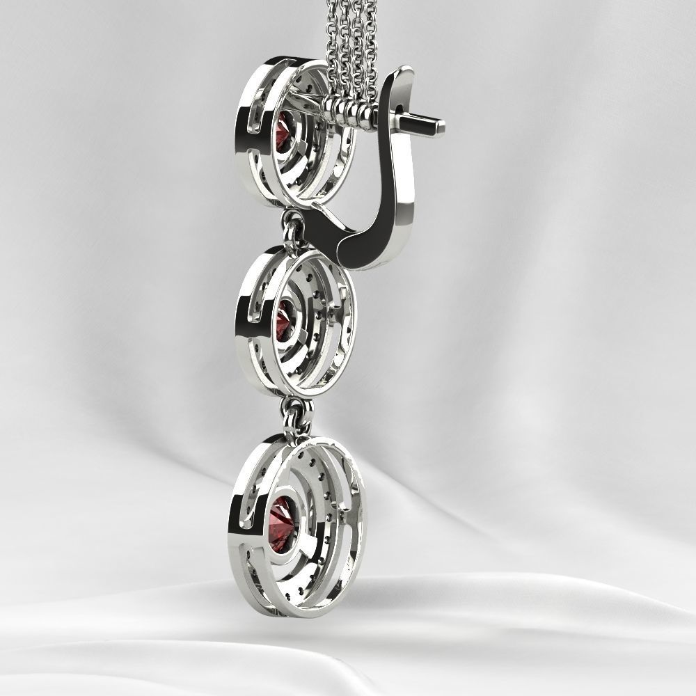 Ruby Gold Ring with Earrings Set 3D print model_19