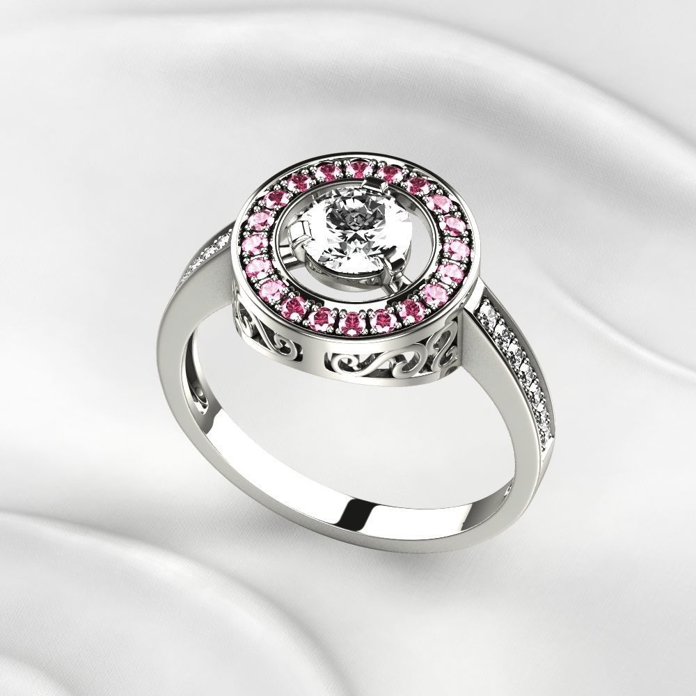 Ruby Gold Ring with Earrings Set 3D print model_3