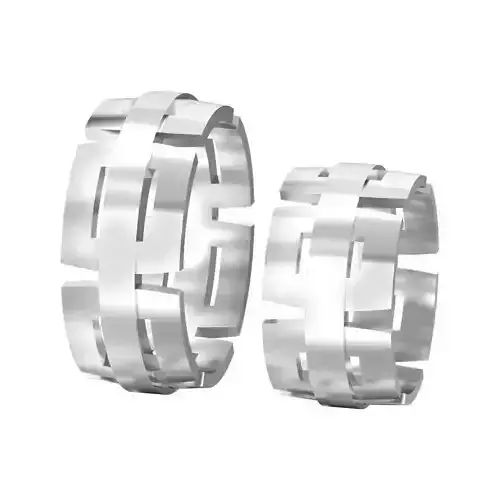 Set of two geometric wedding rings