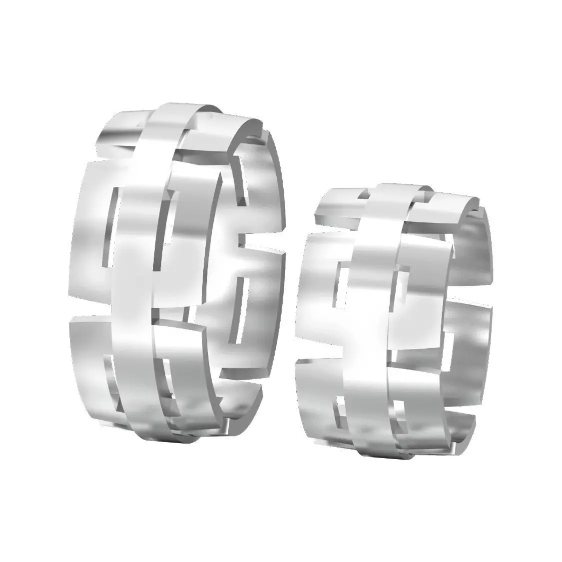 Set of two geometric wedding rings 3D print model