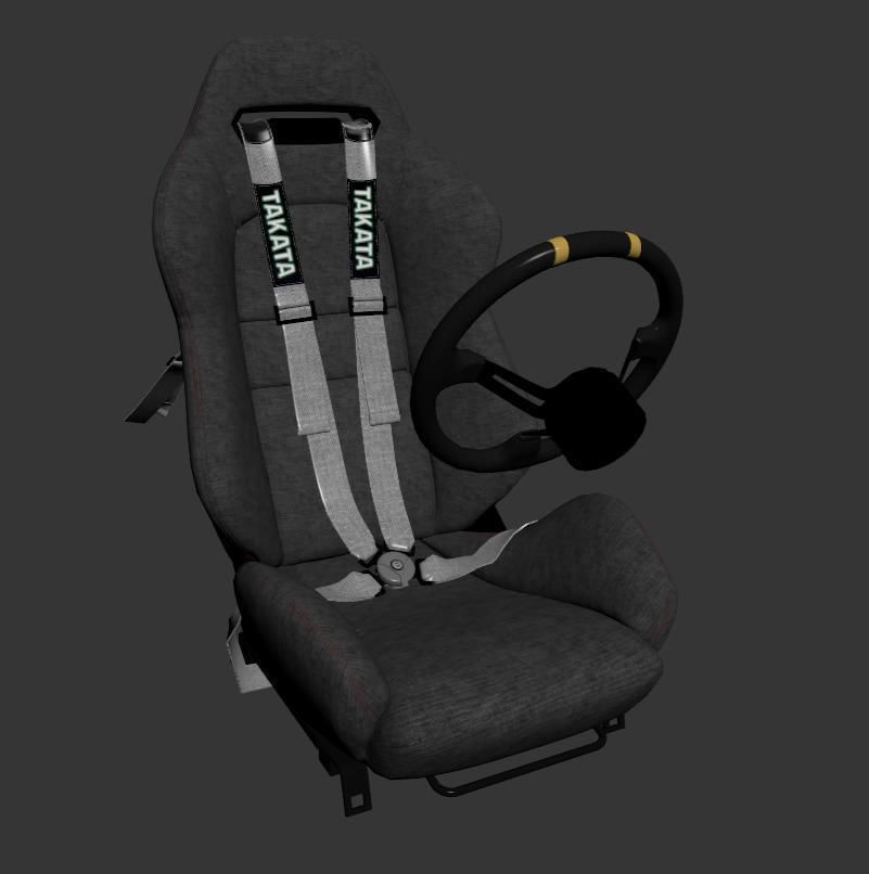 Racing seat Recaro and Wheel MOMO 3D model_7
