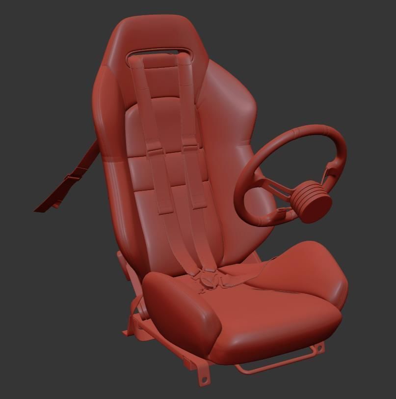 Racing seat Recaro and Wheel MOMO 3D model_10