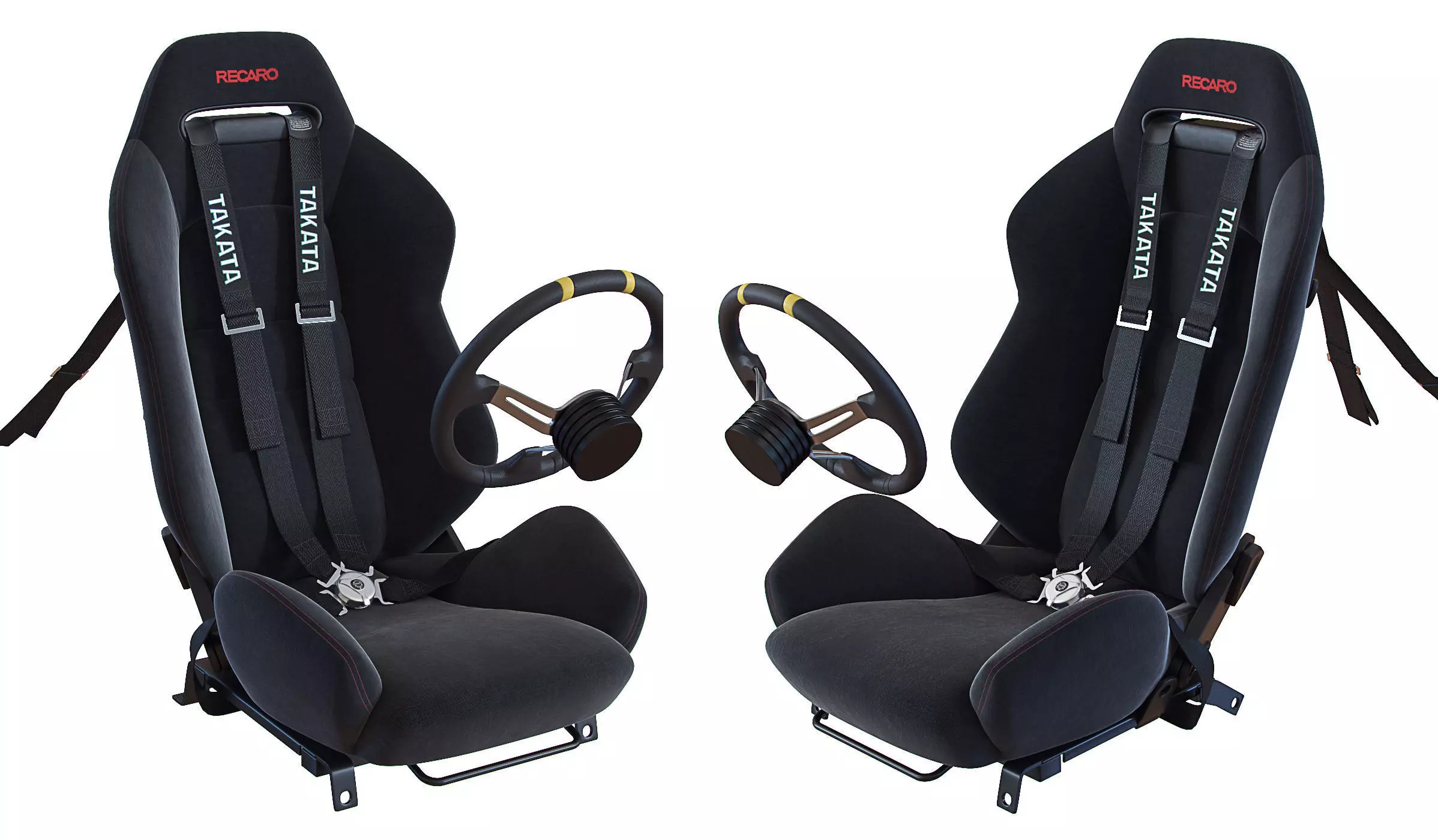 Racing seat Recaro and Wheel MOMO 3D model_0