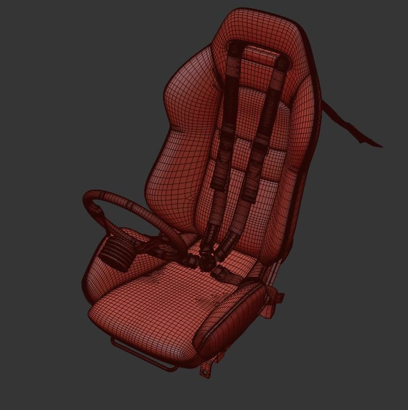 Racing seat Recaro and Wheel MOMO 3D model_17