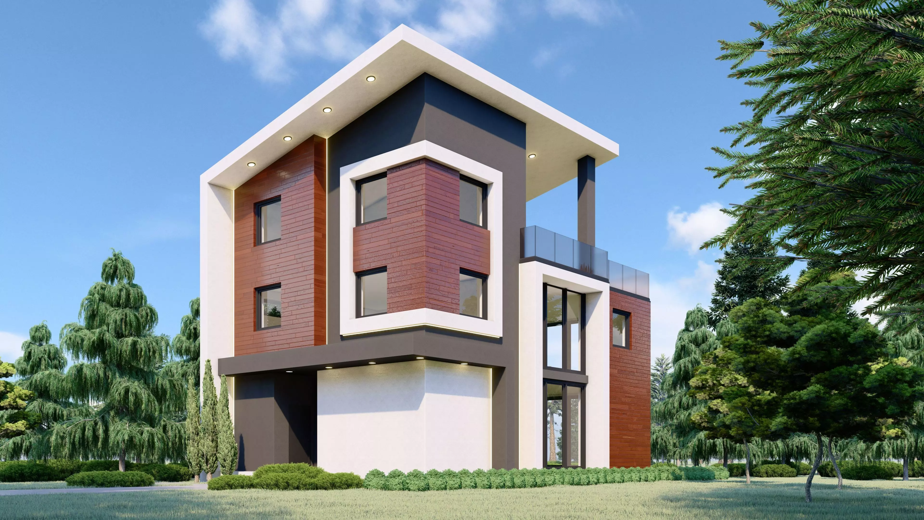 Modern House - RED Low-poly 3D model