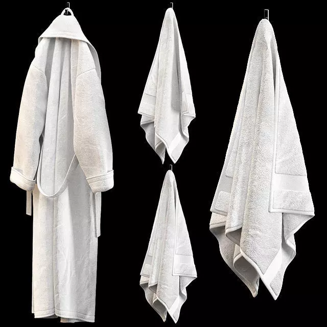 BATHROBE TOWELS WHITE 3D model