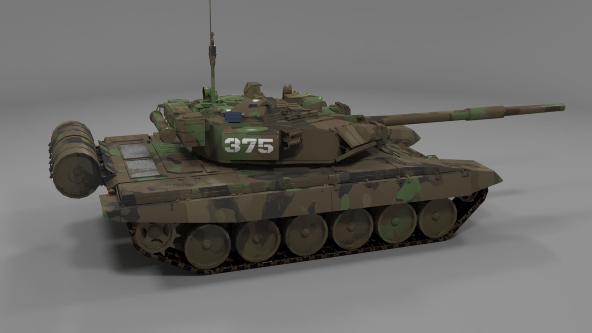 Weathered Camouflaged T90A Main Battle Tank 3D Model 3D model_15