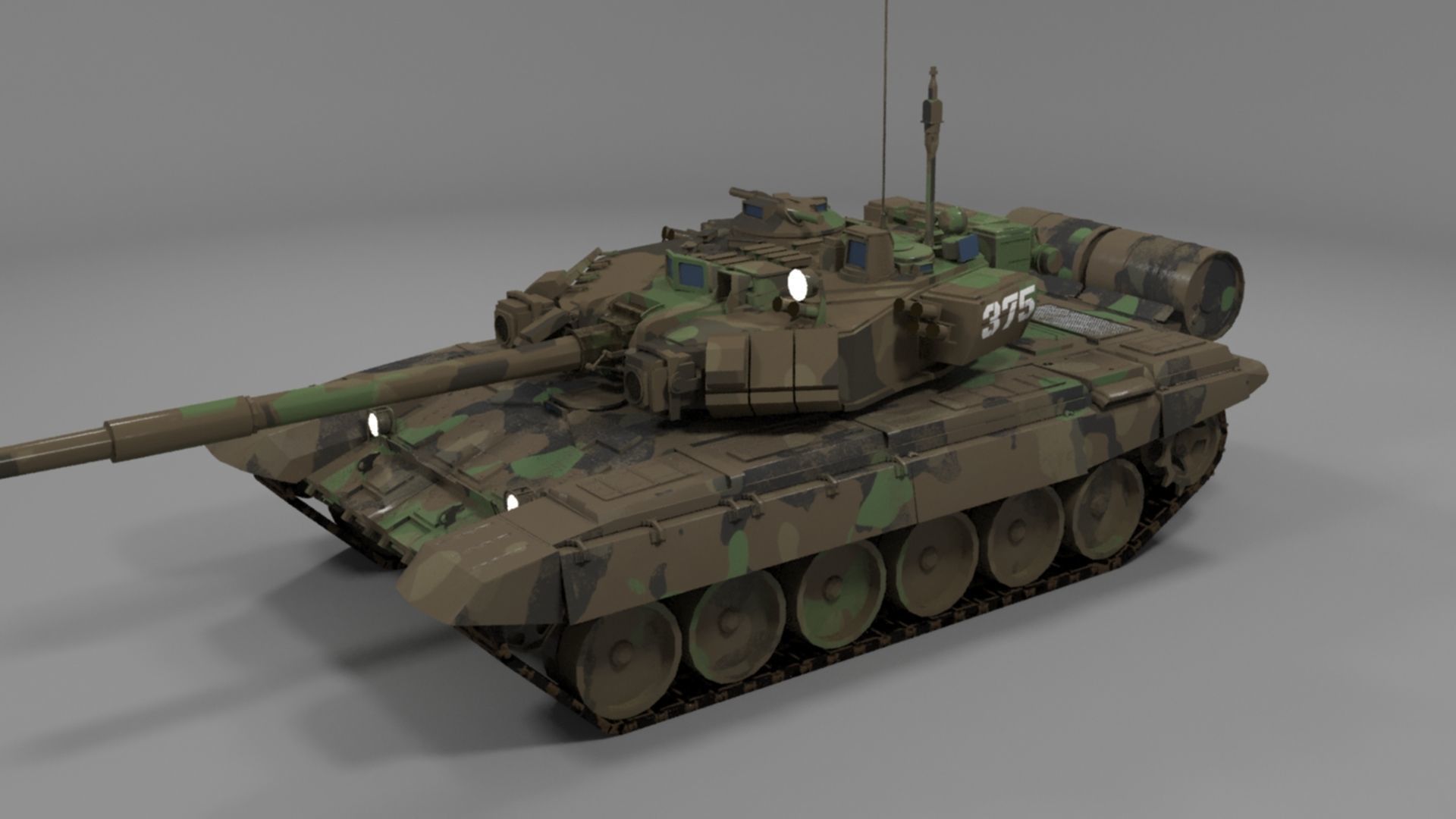 Weathered Camouflaged T90A Main Battle Tank 3D Model 3D model_24