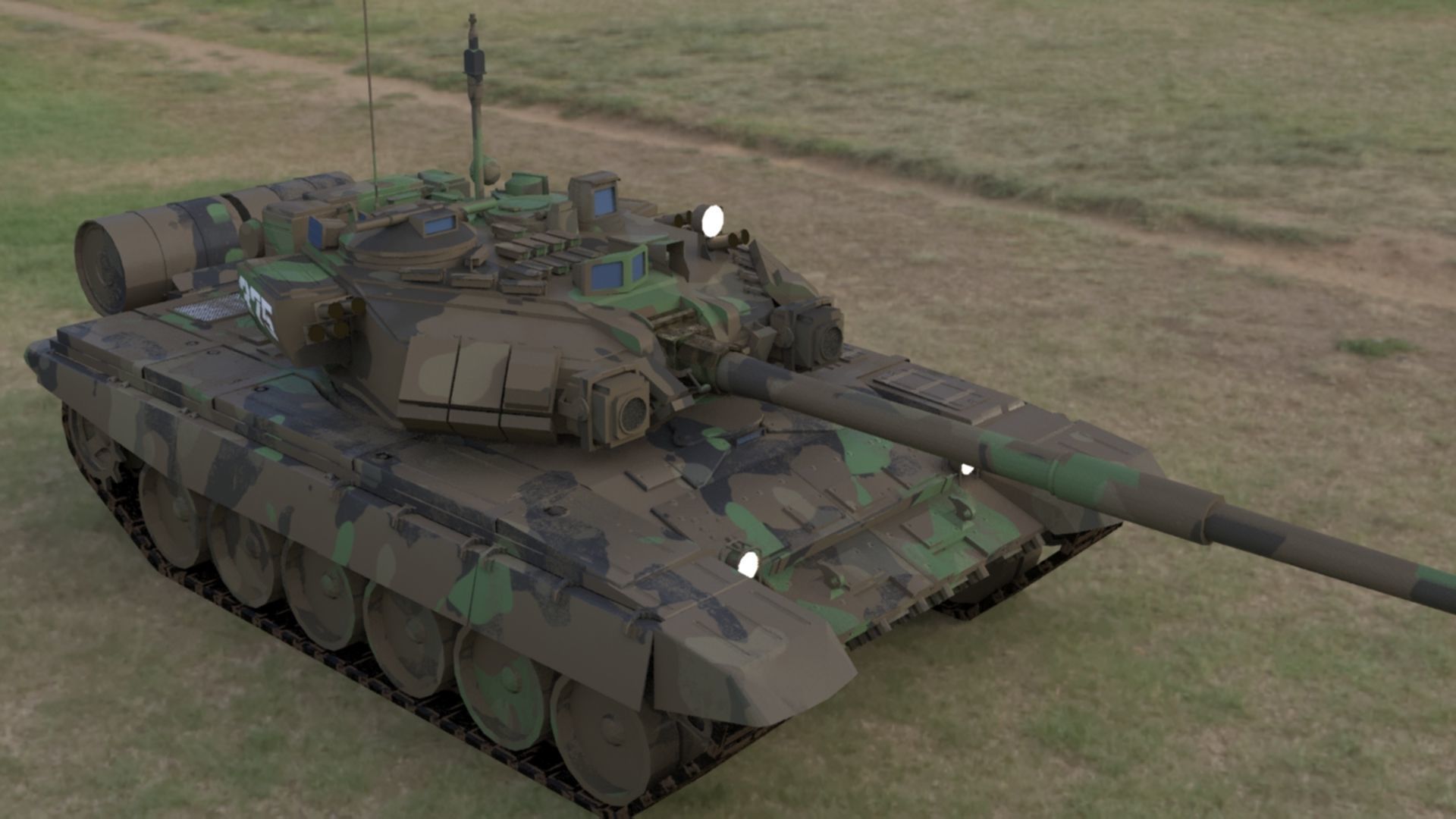 Weathered Camouflaged T90A Main Battle Tank 3D Model 3D model_2
