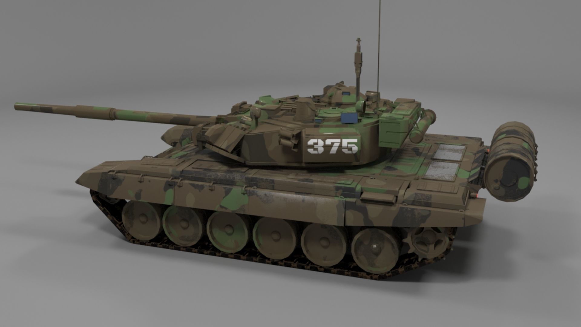 Weathered Camouflaged T90A Main Battle Tank 3D Model 3D model_7