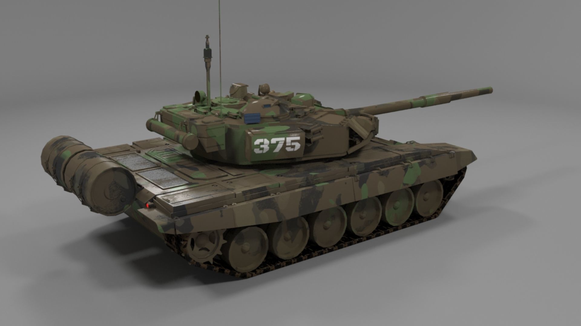 Weathered Camouflaged T90A Main Battle Tank 3D Model 3D model_14