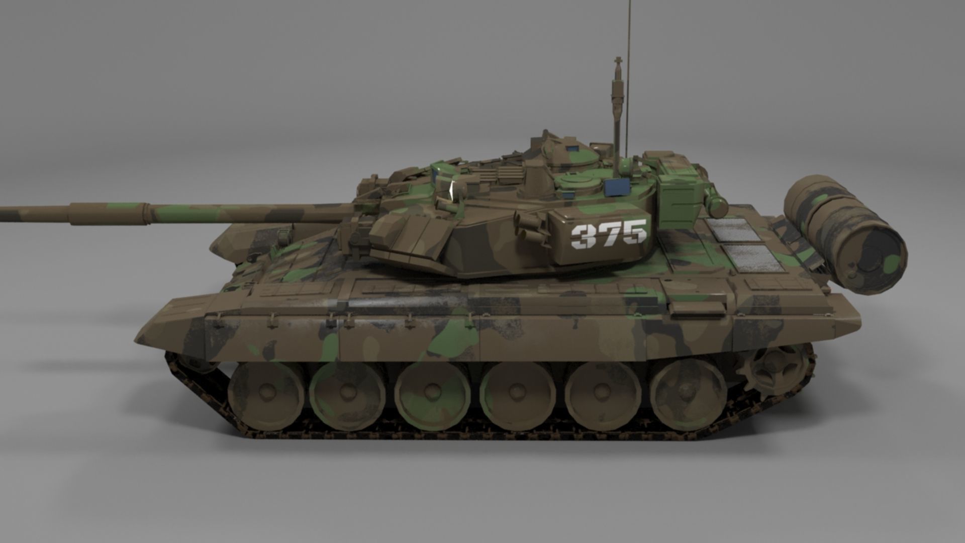 Weathered Camouflaged T90A Main Battle Tank 3D Model 3D model_26