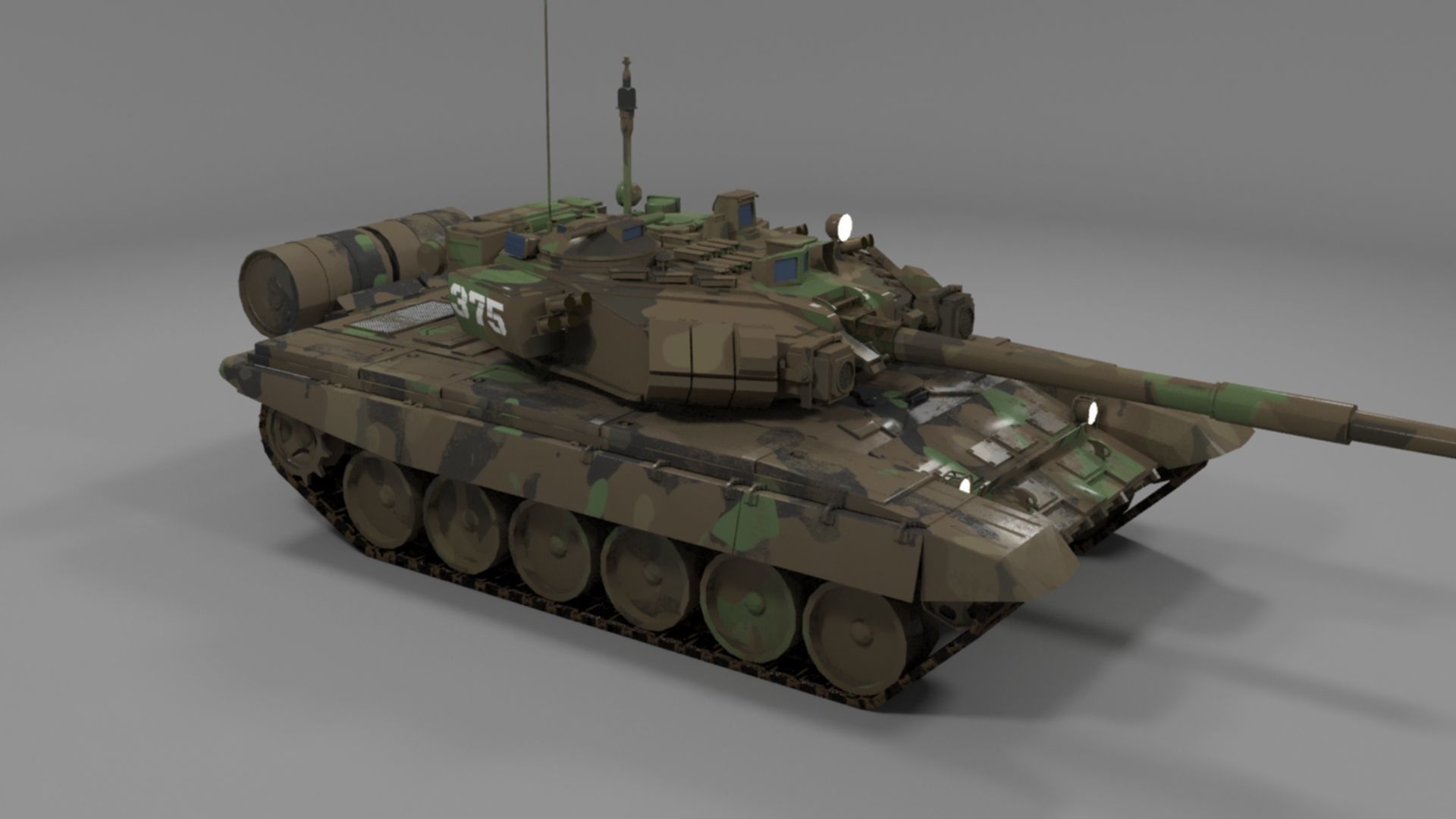Weathered Camouflaged T90A Main Battle Tank 3D Model 3D model_18